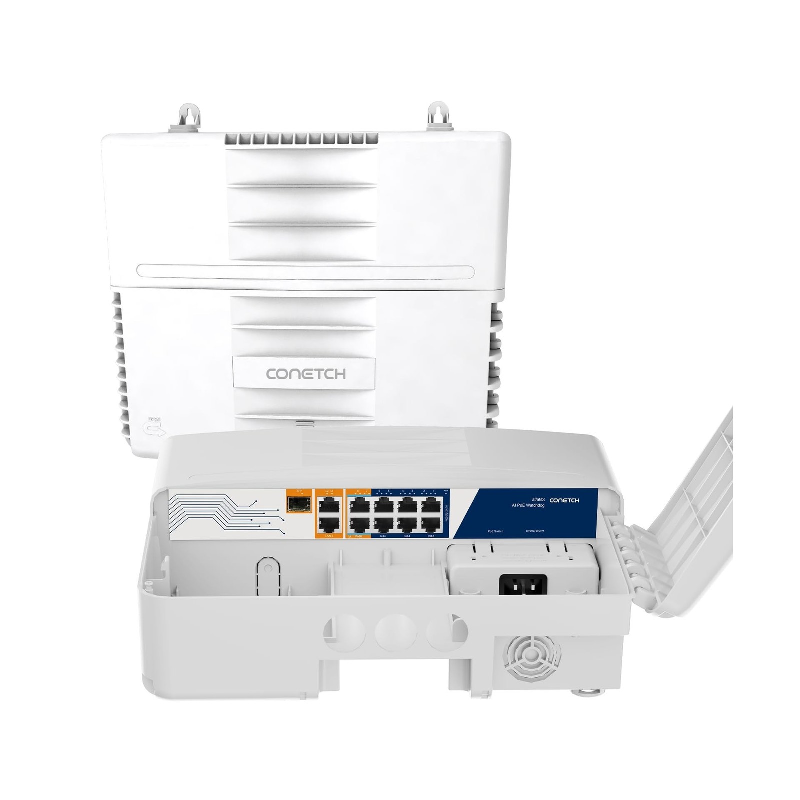 11 Port Outdoor PoE Switch with 2 Uplink & 1 SFP, IP65 Waterproof, All-in-one...