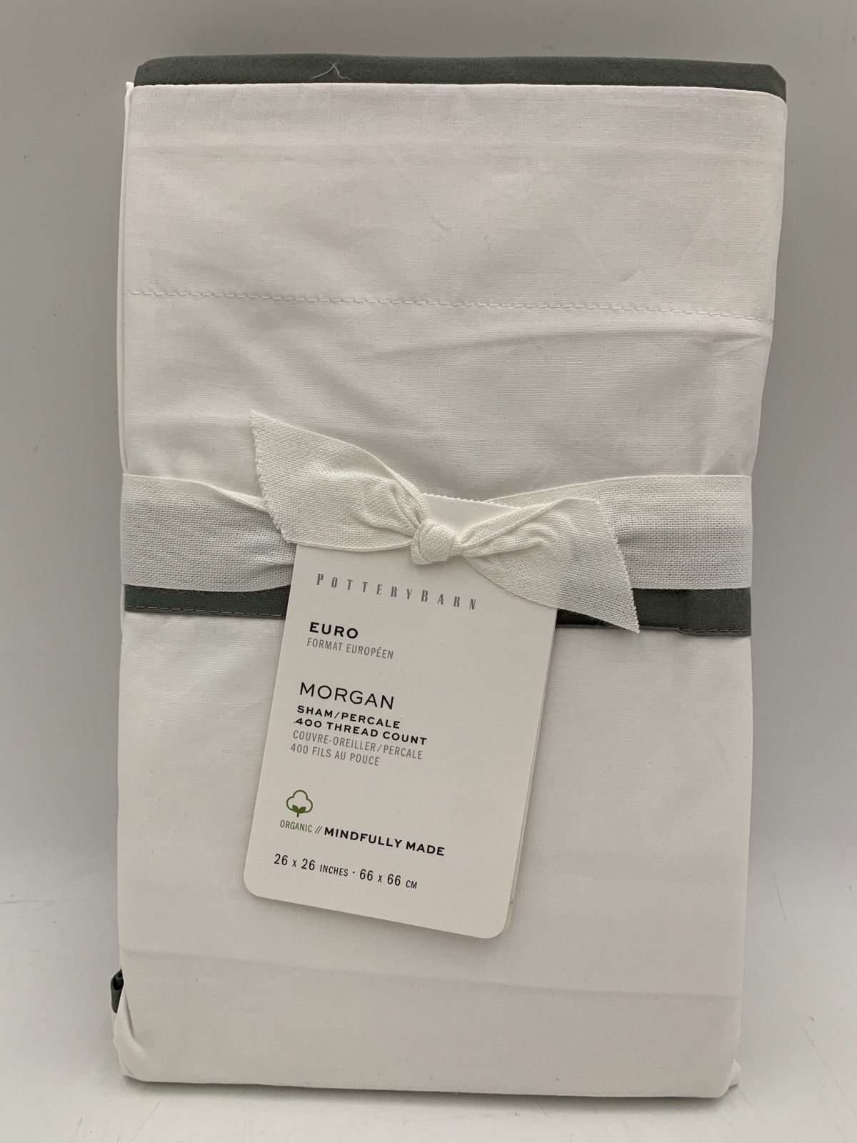 Pottery Barn Morgan Banded 400-Thread-Count Organic Sham Flagstone Euro #J1064