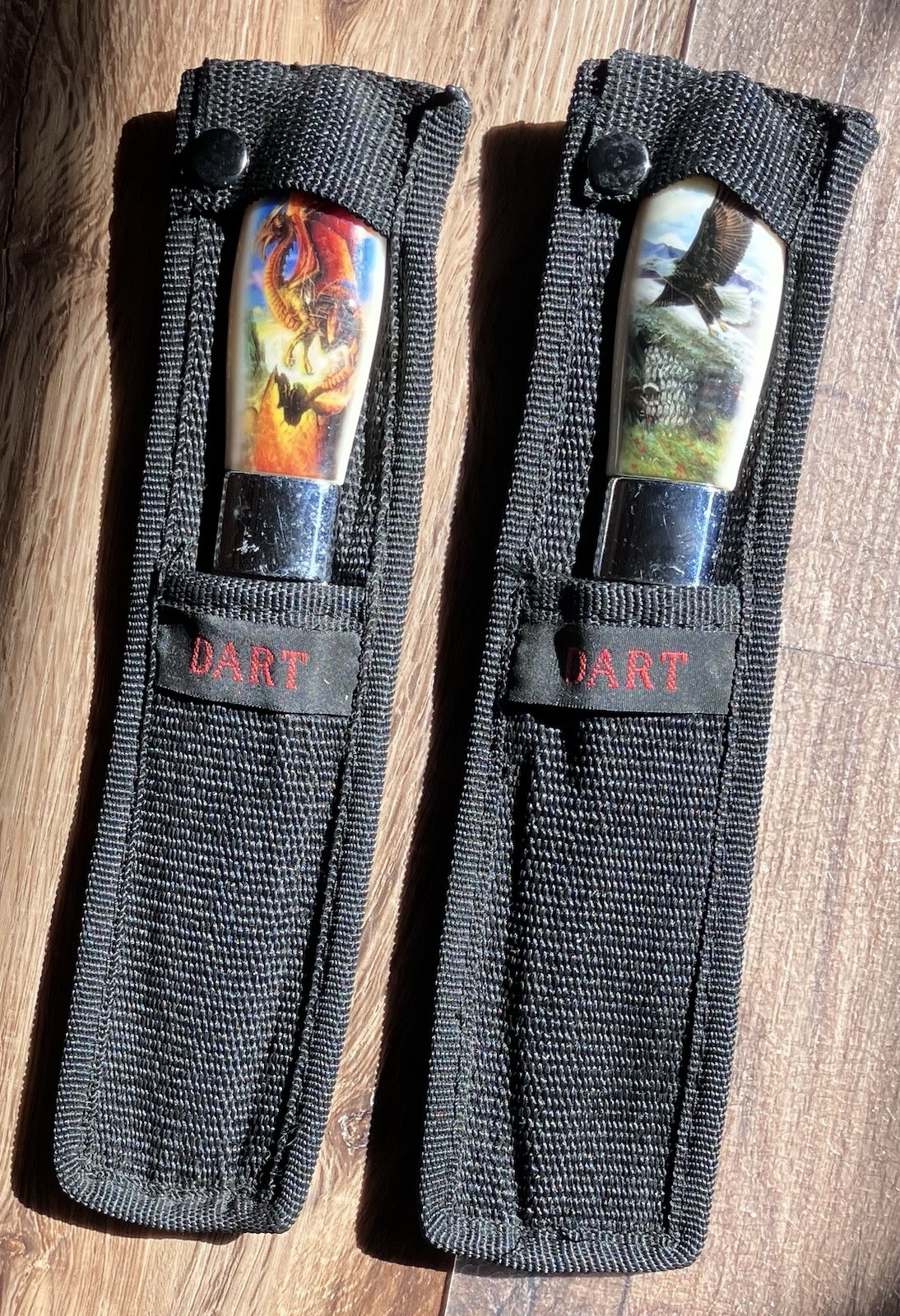 Two Dagger Dart Knives Different Designs With Sheaths  9 1/2" long        (1879)