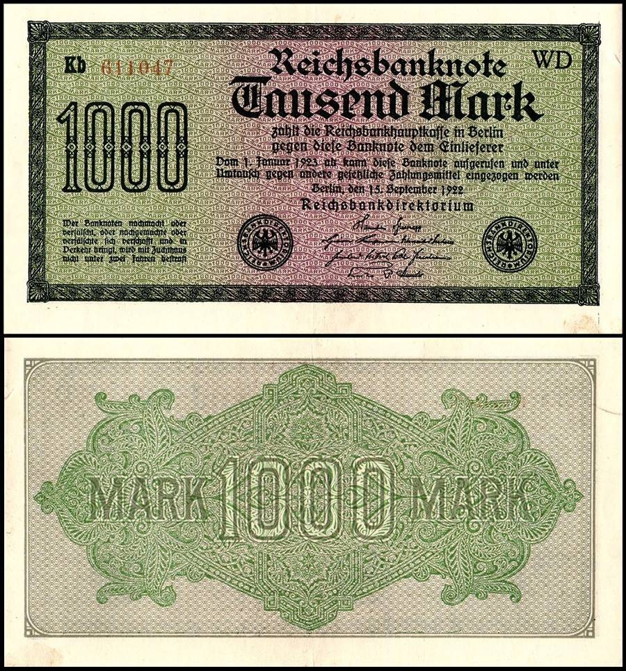 Germany 1000 Mark, 1922, P-76, Used X 100 PCS Bundle Pack