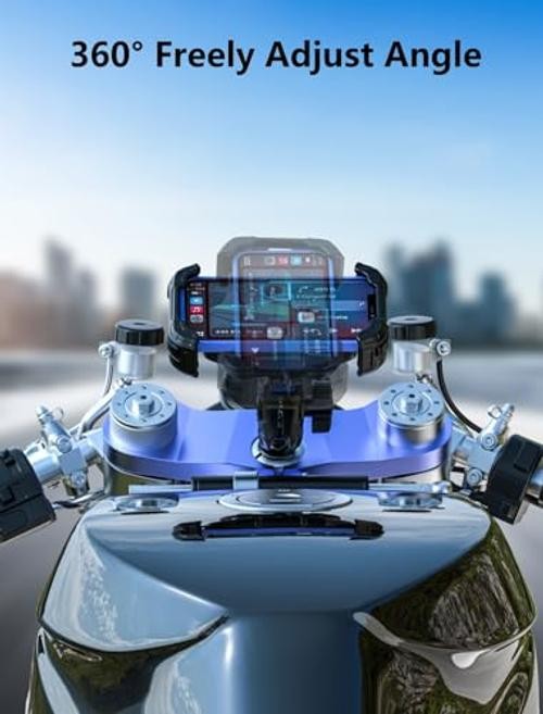 Motorcycle Fork Stem Phone Mount with Vibration Dampener, Adjustable Heavy