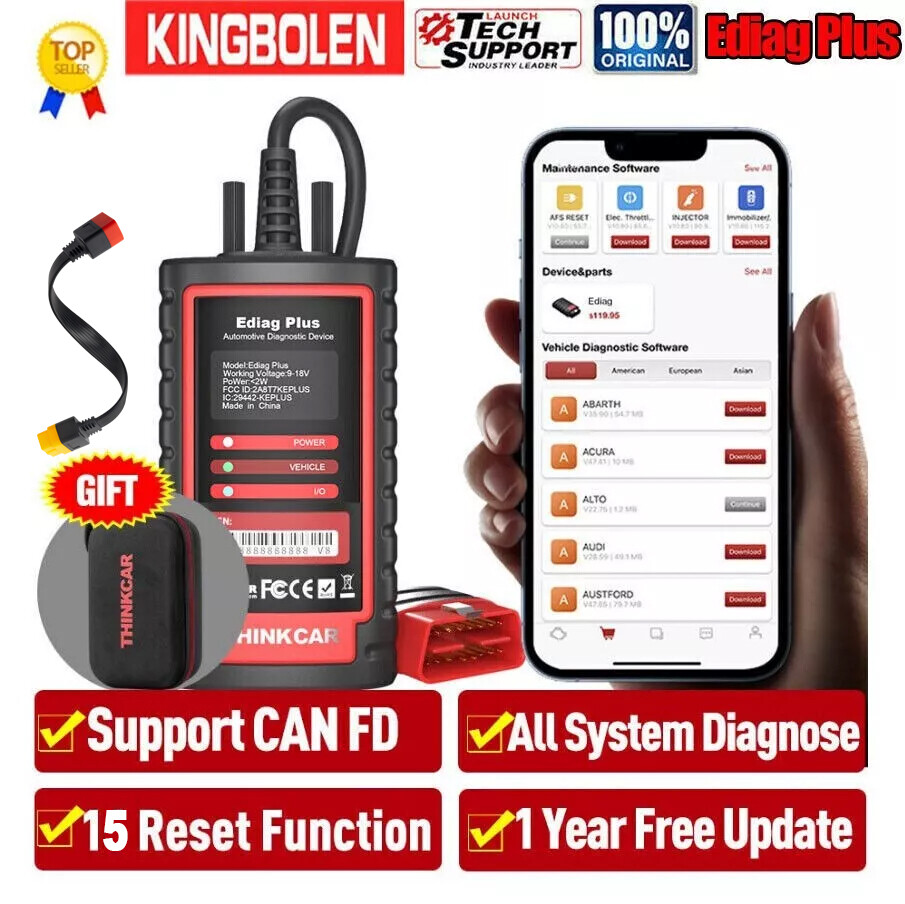2026 Bluetooth Scanner KINGBOLEN Ediag Plus Car Diagnostic Tool KEY Coding CANFD