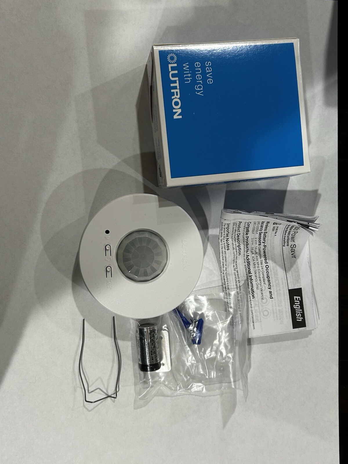 Lutron Radio LRF2-OCR2B-P-WH Powr Savr Wireless Occupancy/Vacancy Ceiling Sensor