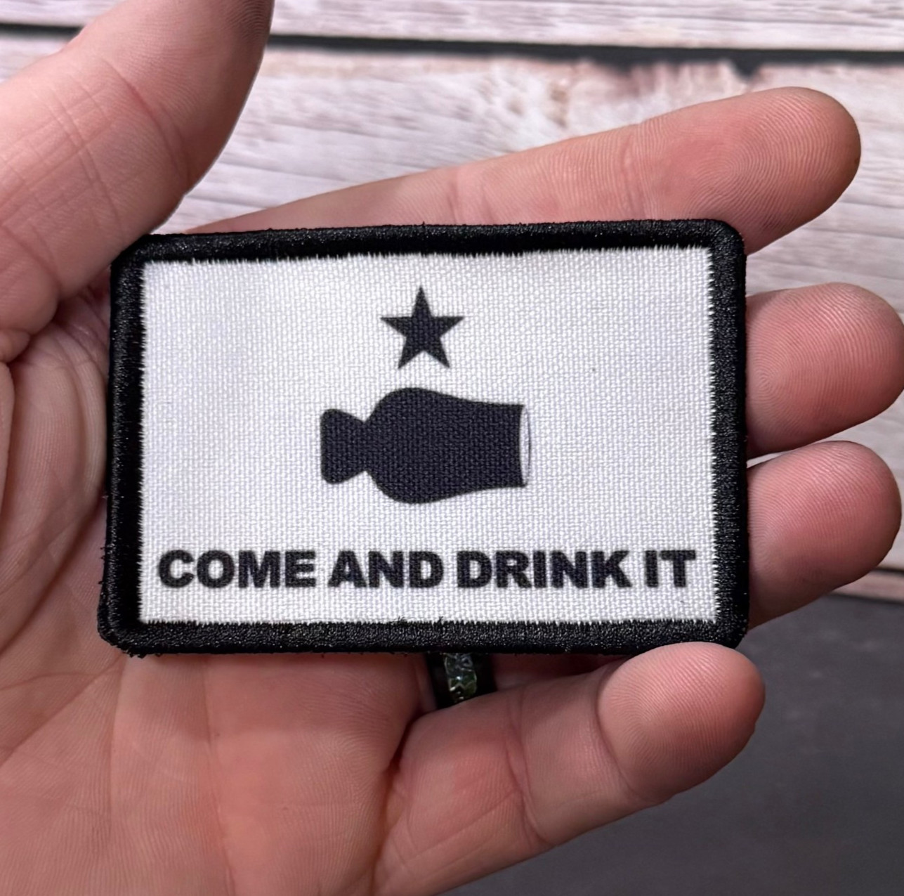 Drink It, Bourbon Whiskey Funny Morale Patch, 2x3" | VELCRO® Brand Hook Fastener