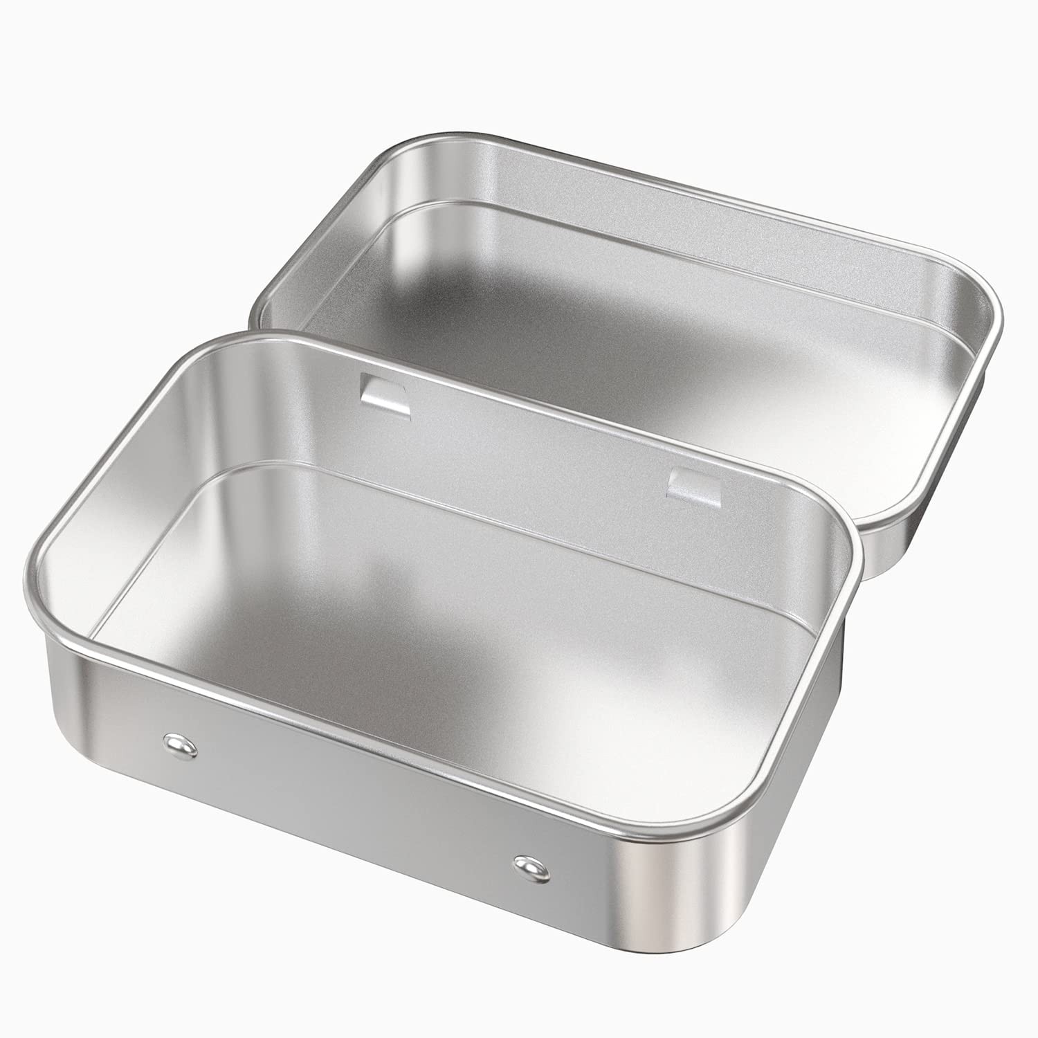 Hulless 6 Pcs Metal Hinged Tin Box Container 4.5'' X 3.3'' (6 Count), Silver