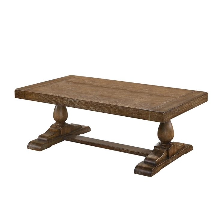 52" Transitional Wood Coffee Table, Living Room Solid Wood Sofa Table, Driftwood
