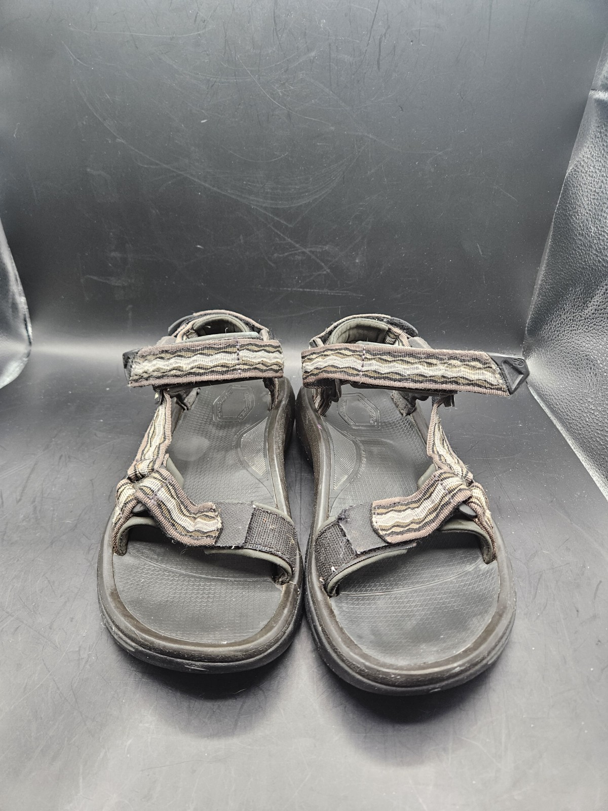Teva Mens Three Strap Sandals Sport Hiking Comfort Shoes Size 11 Brown Black