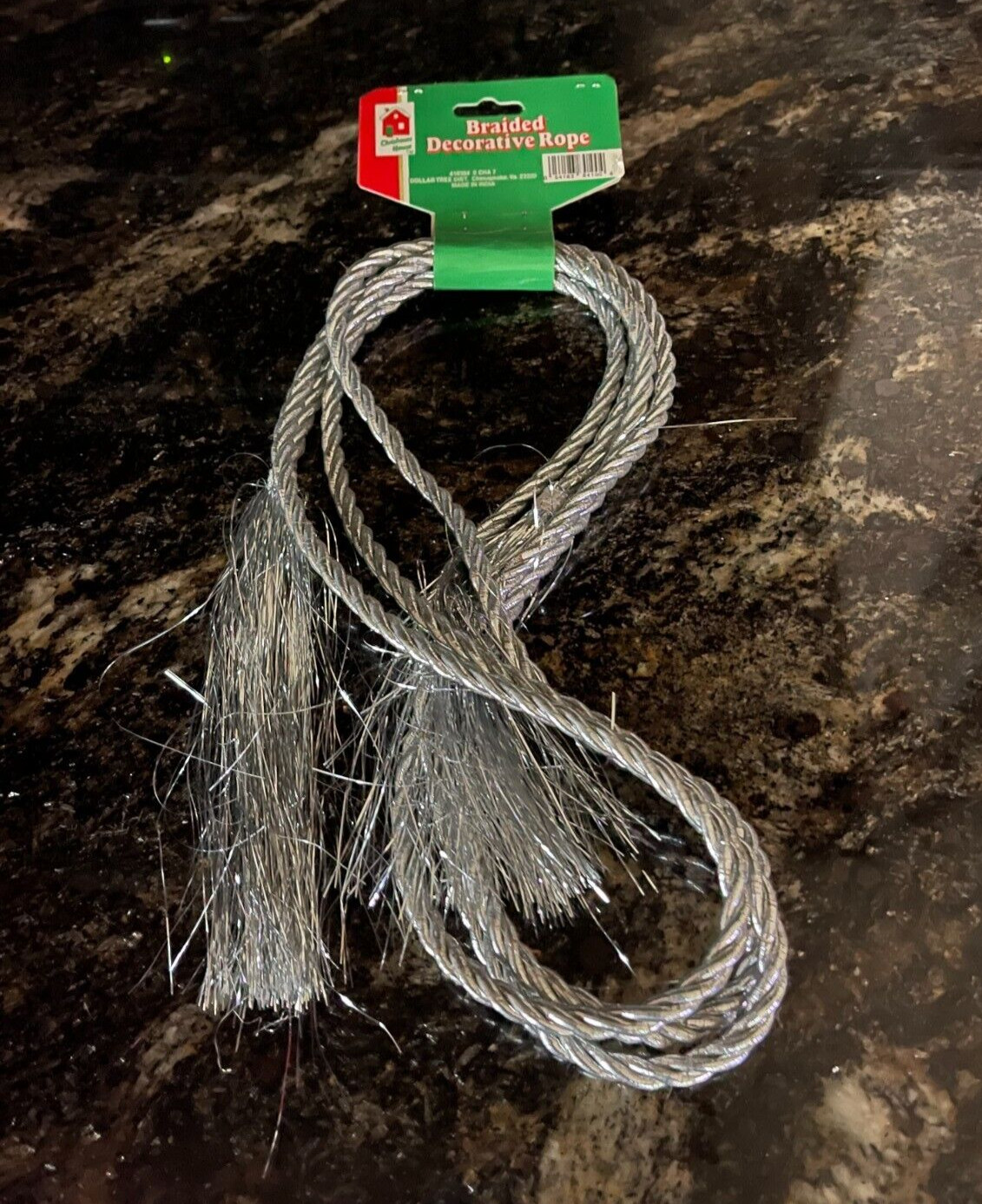 Braided Decorative Rope Silver and Red 9 ft - Set of 24