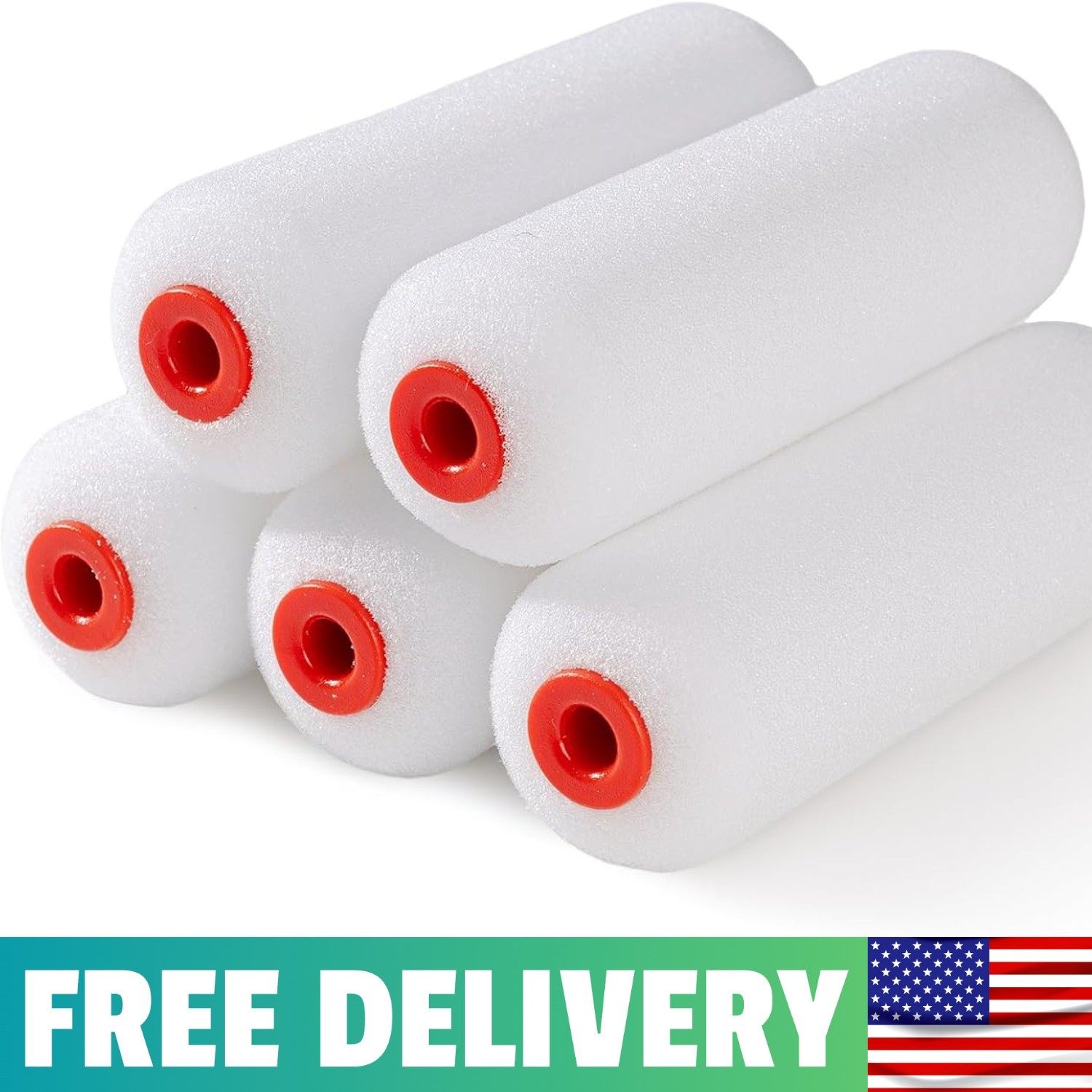 4 Inch Foam Roller Covers 5-Pack, 30kg/M³ Medium Density - Washable & Reusable