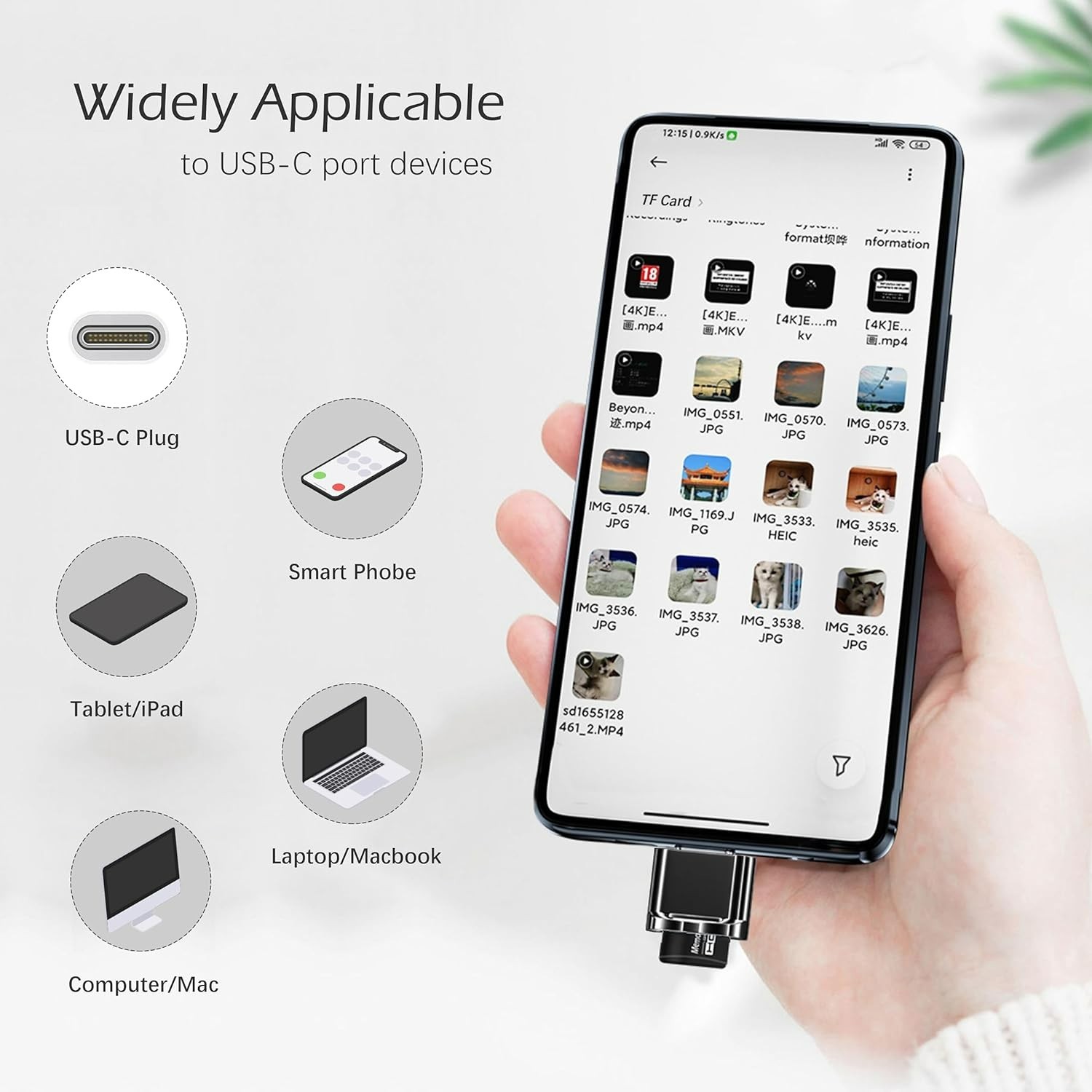 USB C Micro SD Card Reader for Android Phone, Camera, Laptop with Keychain, M...
