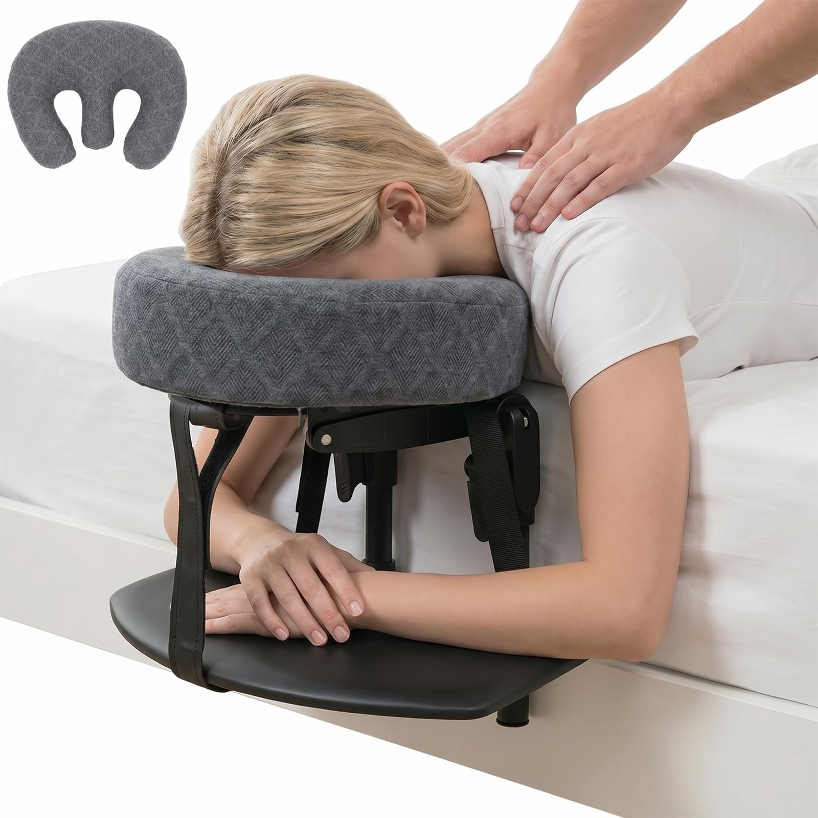 Massage Headrest for Bed, Massage Face Cradle for Bed Adjustable 18" Height |...