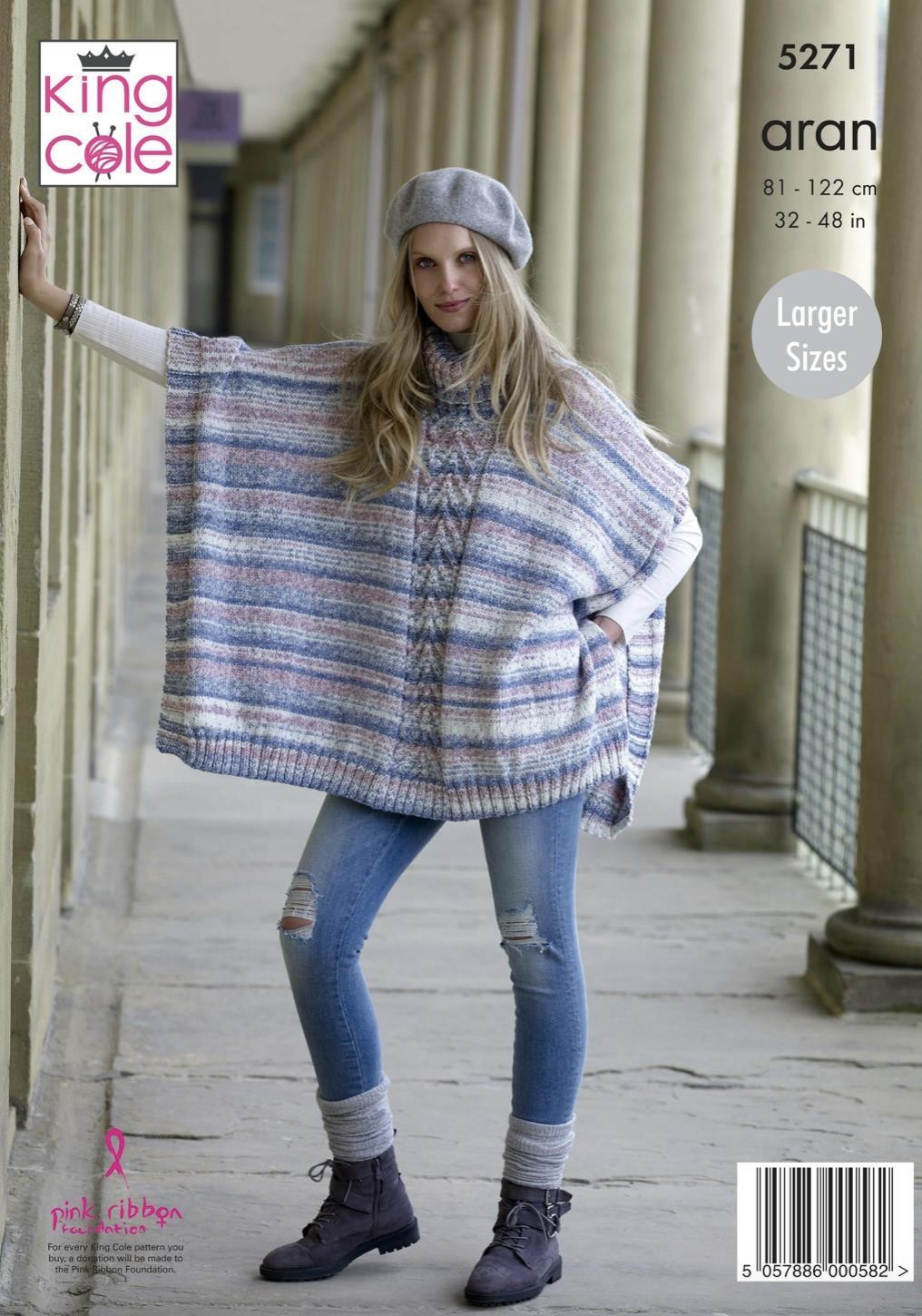 King Cole Aran Knitting Pattern Ponchos 5271