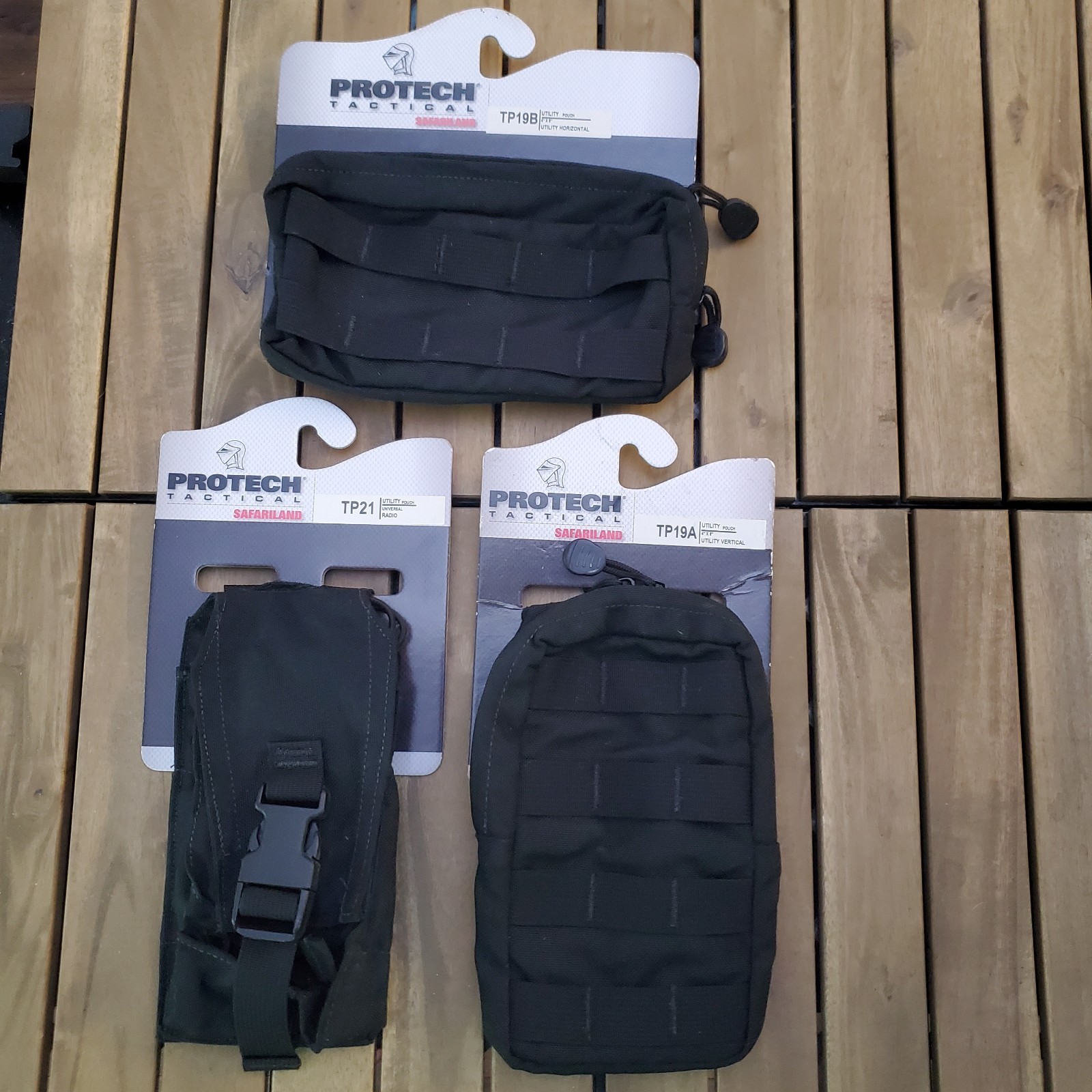 LOT of 3 Protech Tactical Safariland BLACK 4x8 Utility Pouches MOLLE w/ Radio