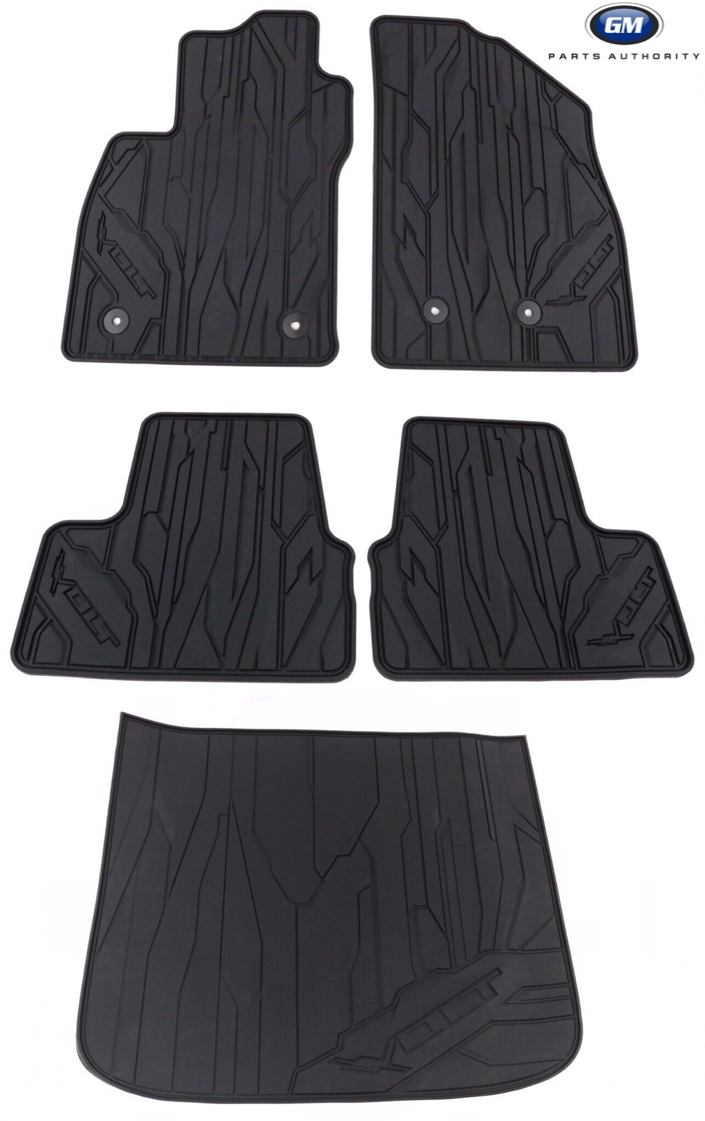2016-2019 Chevrolet Volt Front Rear & Cargo Mats All Weather Mats Black OEM GM
