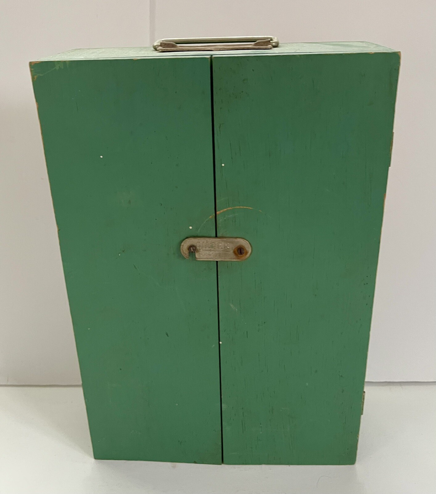 Vintage Gilbert Microscope Green Wood Case With Accessories Slides
