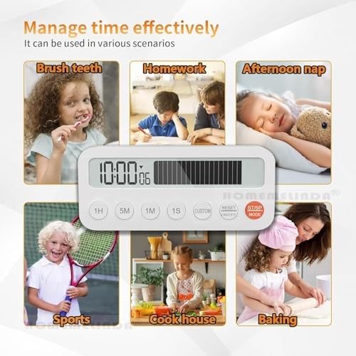 Visual Kitchen Timer Stopwatch with Progress Bar, Fast-Set Hour Minute Seconds