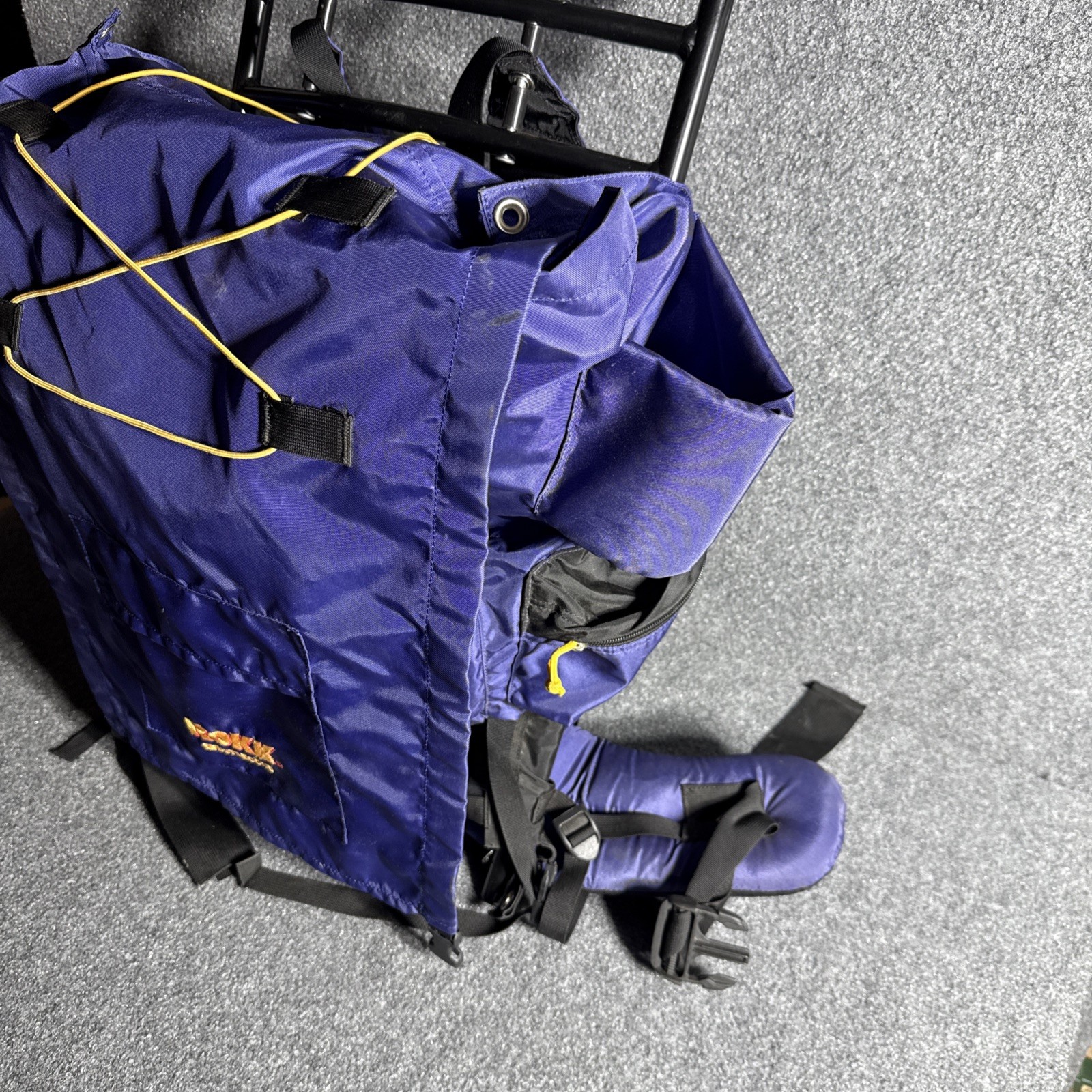 Rokk Bristlecone External Frame Hiking Backpack Blue Trail Camping Pack
