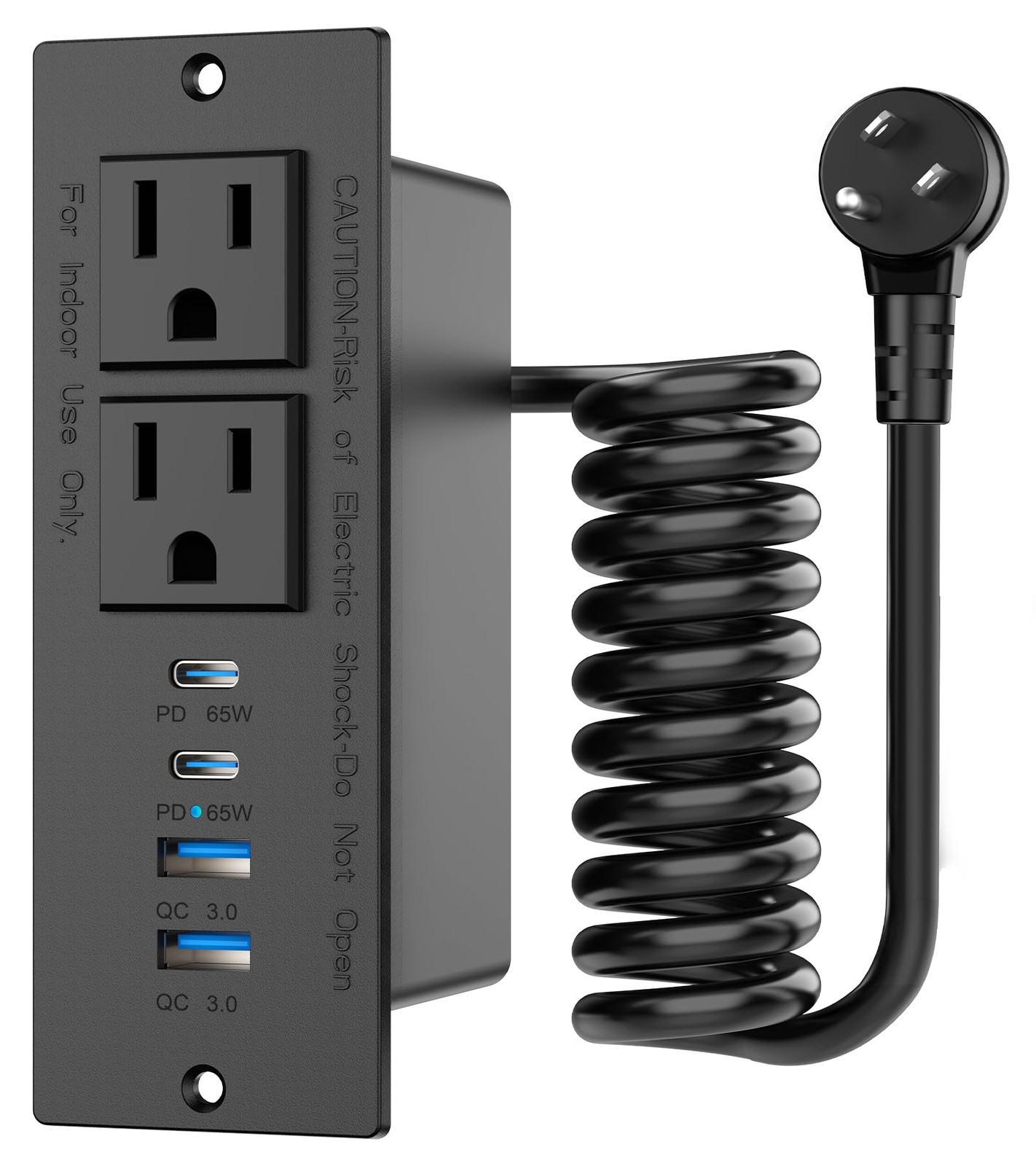 65W Furniture Drawer Outlet, Recessed Outlet with 4 USB Ports  2 AC Outlets, ...