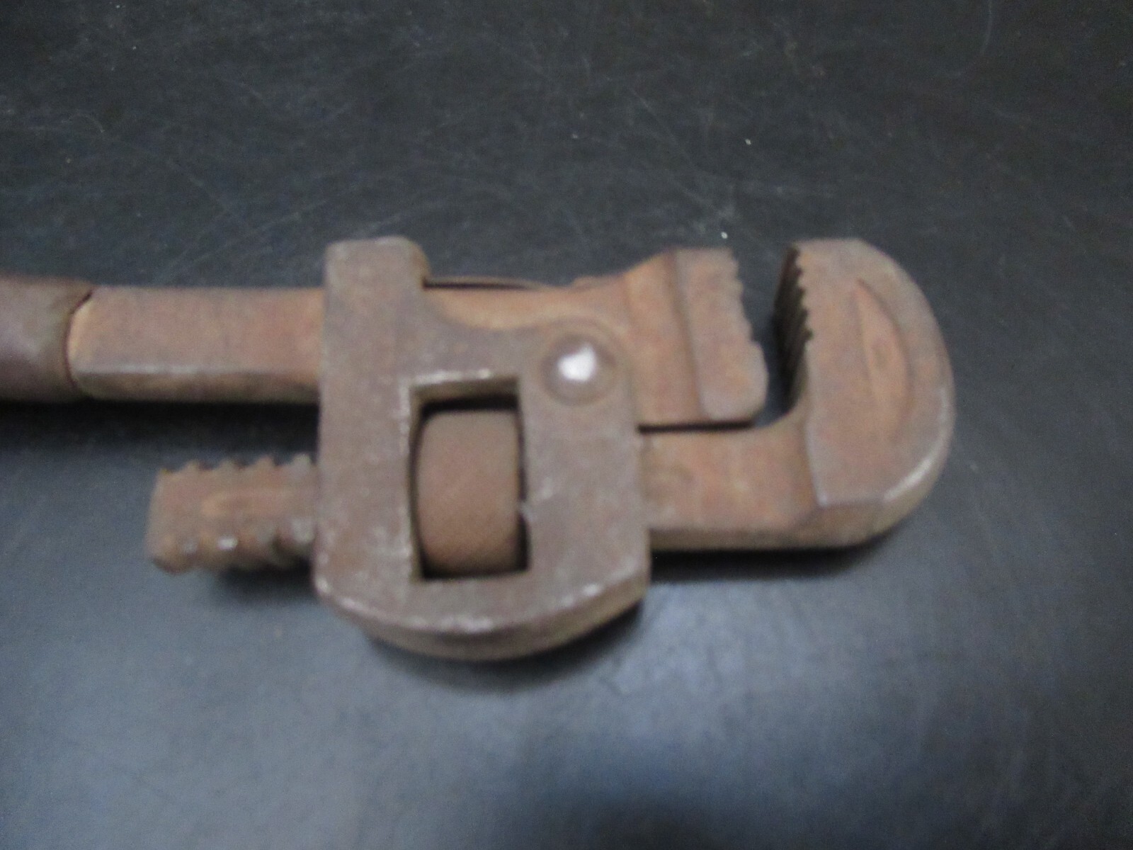 Vintage MONKEY PIPE WRENCH Wood Handle Antique Hand Tool