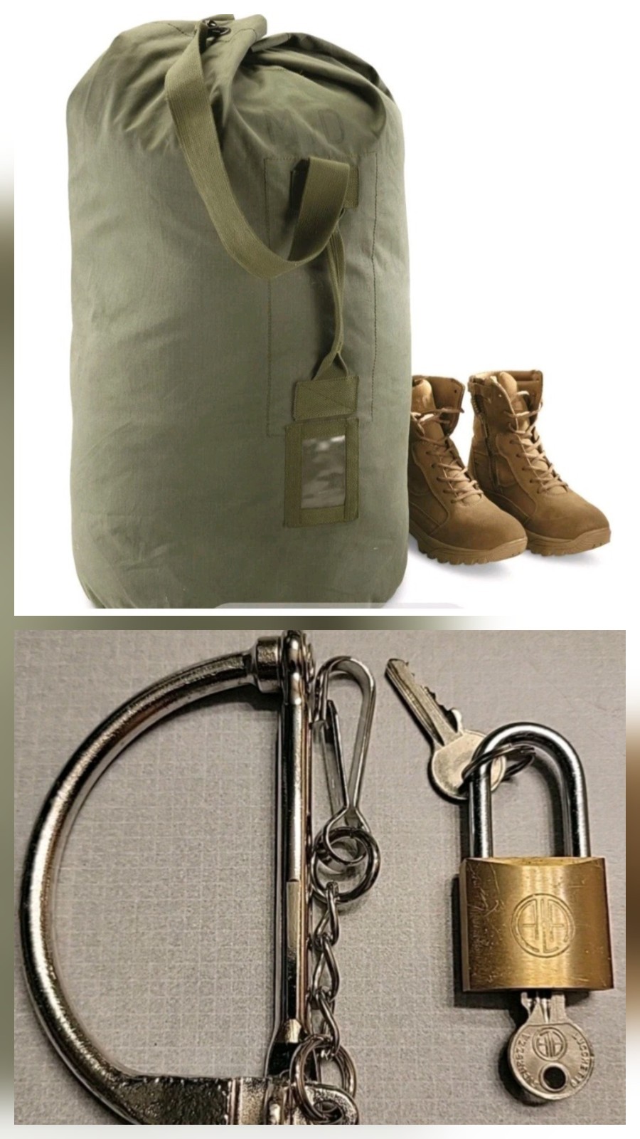 Dutch Army Duffel Bag Large Nylon Pack OD Green Deployment Bag+2 DBLocks+lock
