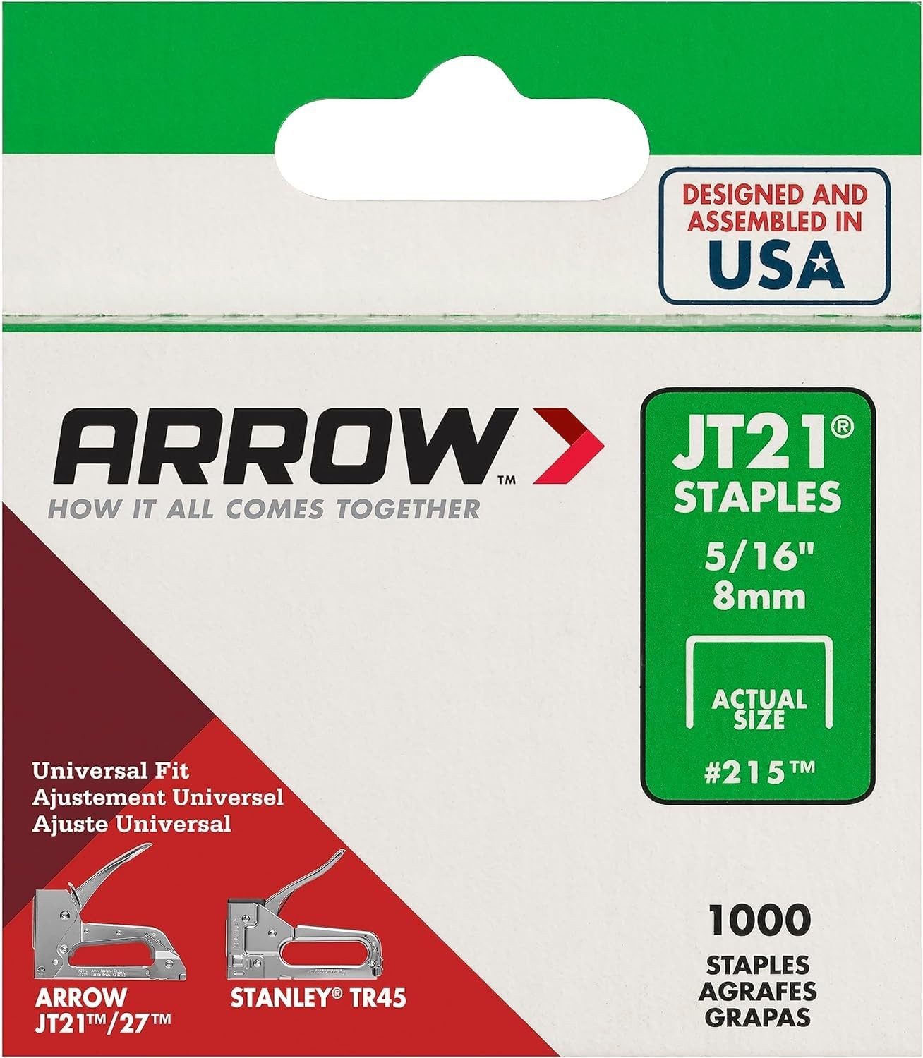 Arrow 215 JT21 Thin Wire Staples for Staple Guns and 5/16 Inch, Silver