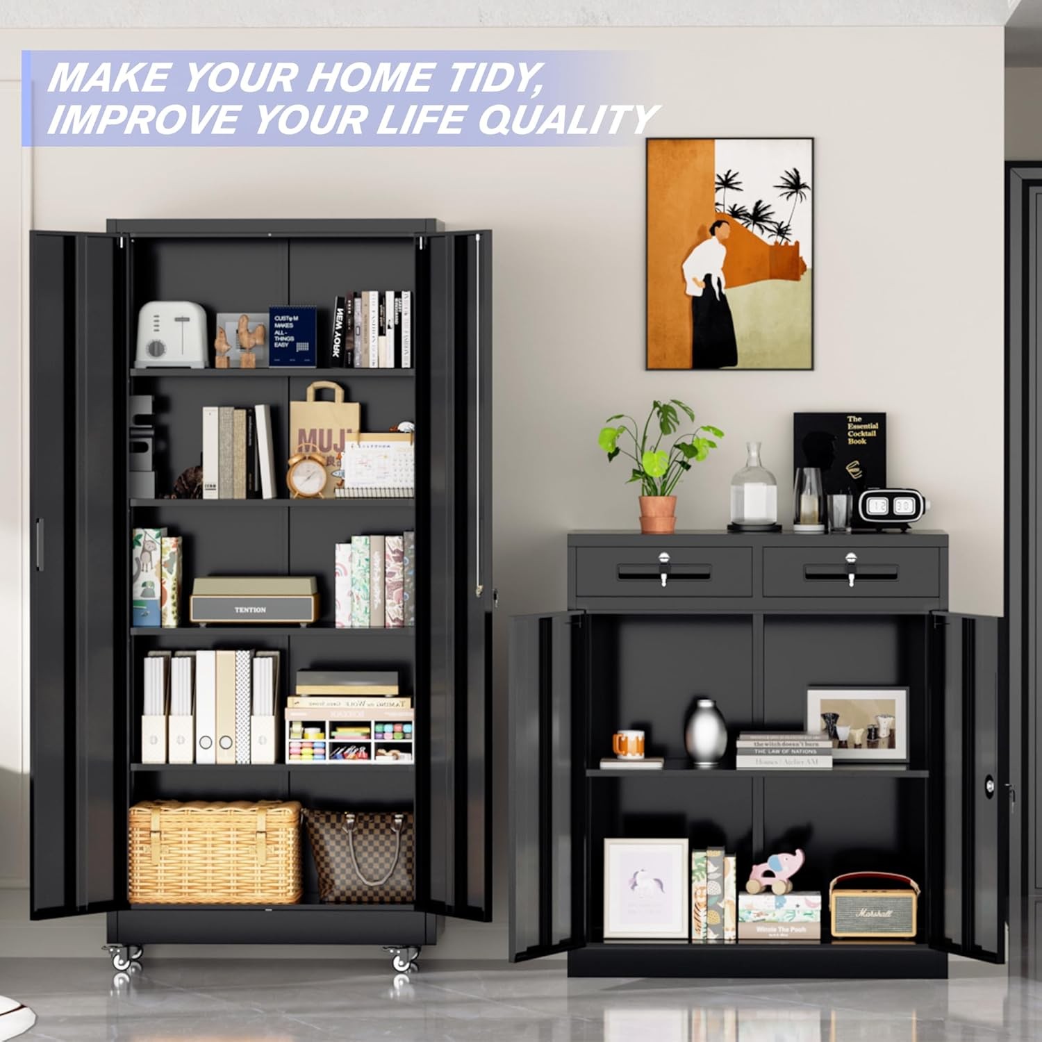 Heavy Duty Tool Cabinets, Garage Storage Cabinet Adjustable Shelves & Lockable