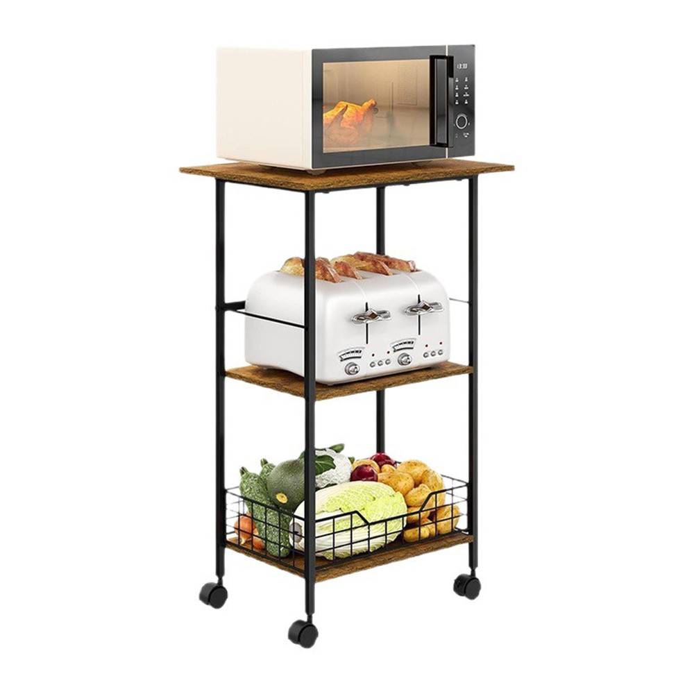 New Storage Shelf Kitchen Rolling Cart W/ Wheels & Baskets Mobile Rack US