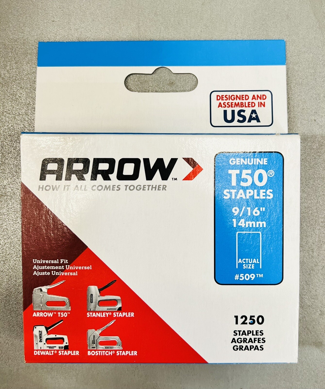 #509 Arrow Staples 9/16" 14mm For T50 Manual & Electric Staples Guns Box of 1250