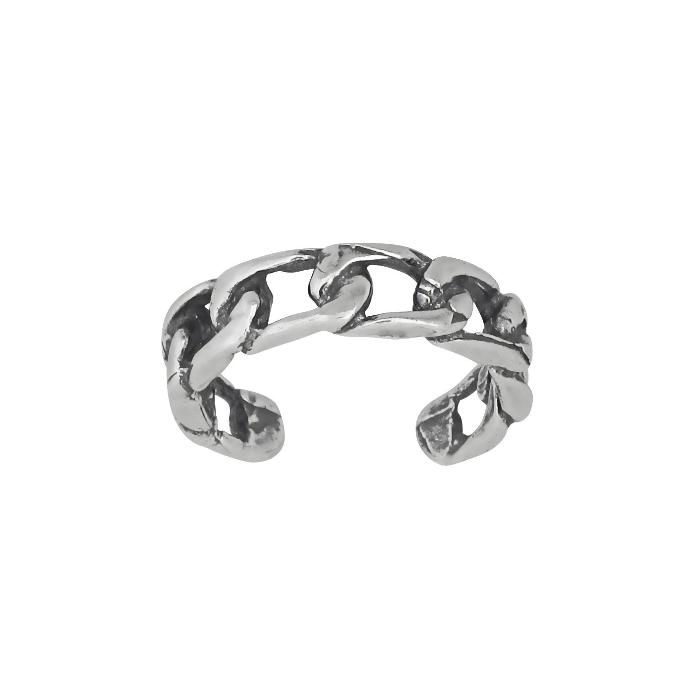 Sterling Silver .925 Curb Chain Link Toe Ring adjustable size | Made In USA
