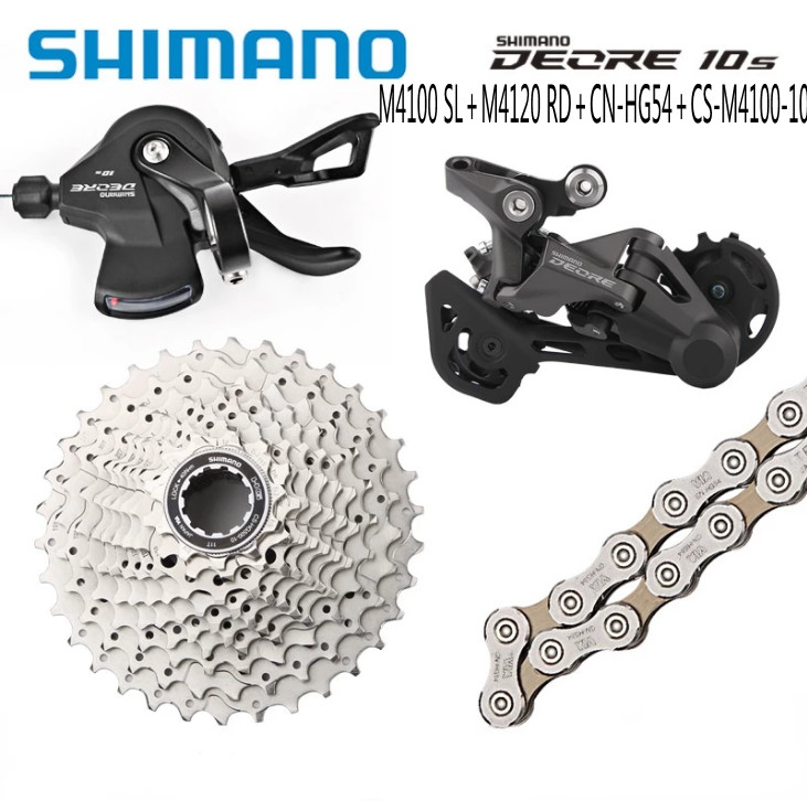 Shimano Deore Group 4 Pcs M4100 Shifter Rear＋M4120 RD Cassettes HG54 Chain MTB