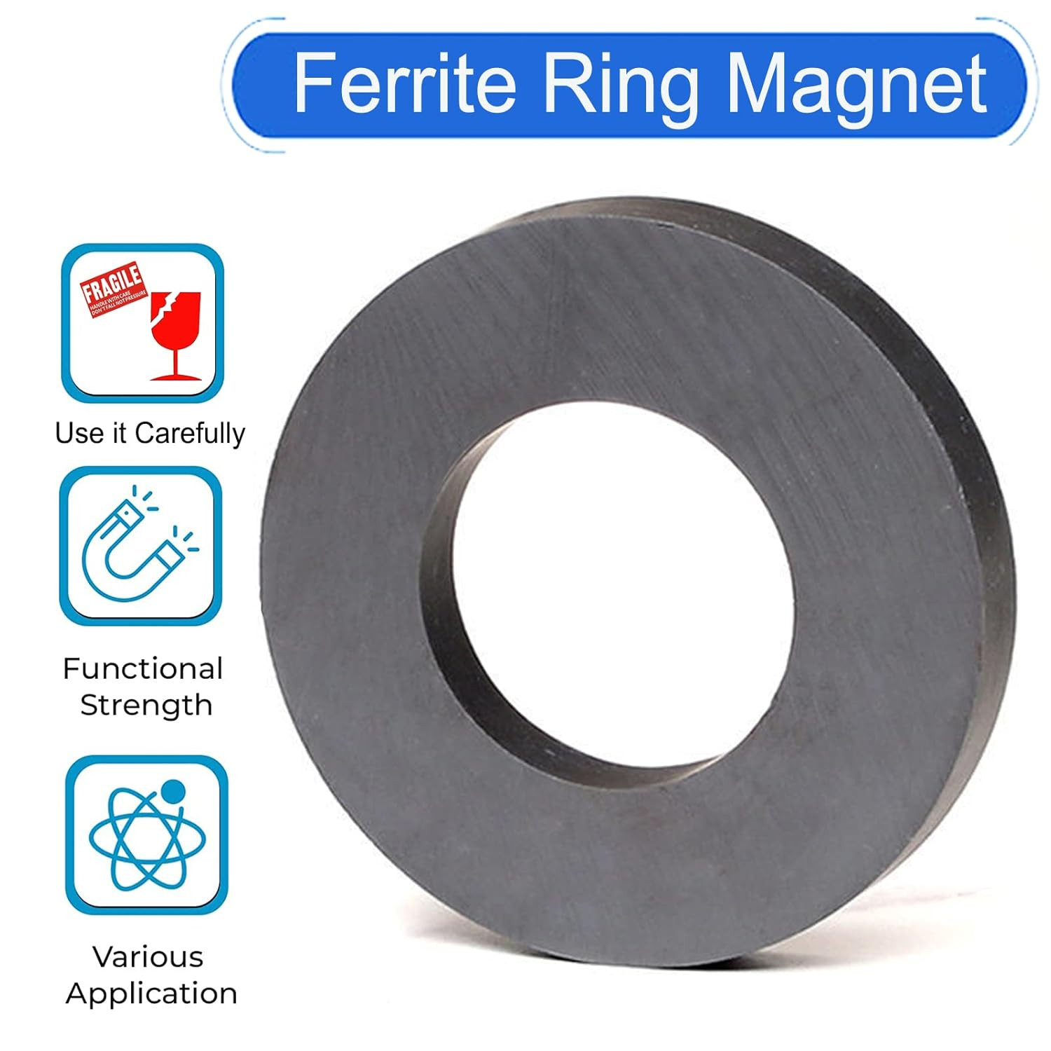 Ferrite Ring Large Magnet,4.72In Dia Big round Ceramic Disc Heavy Duty Magnets