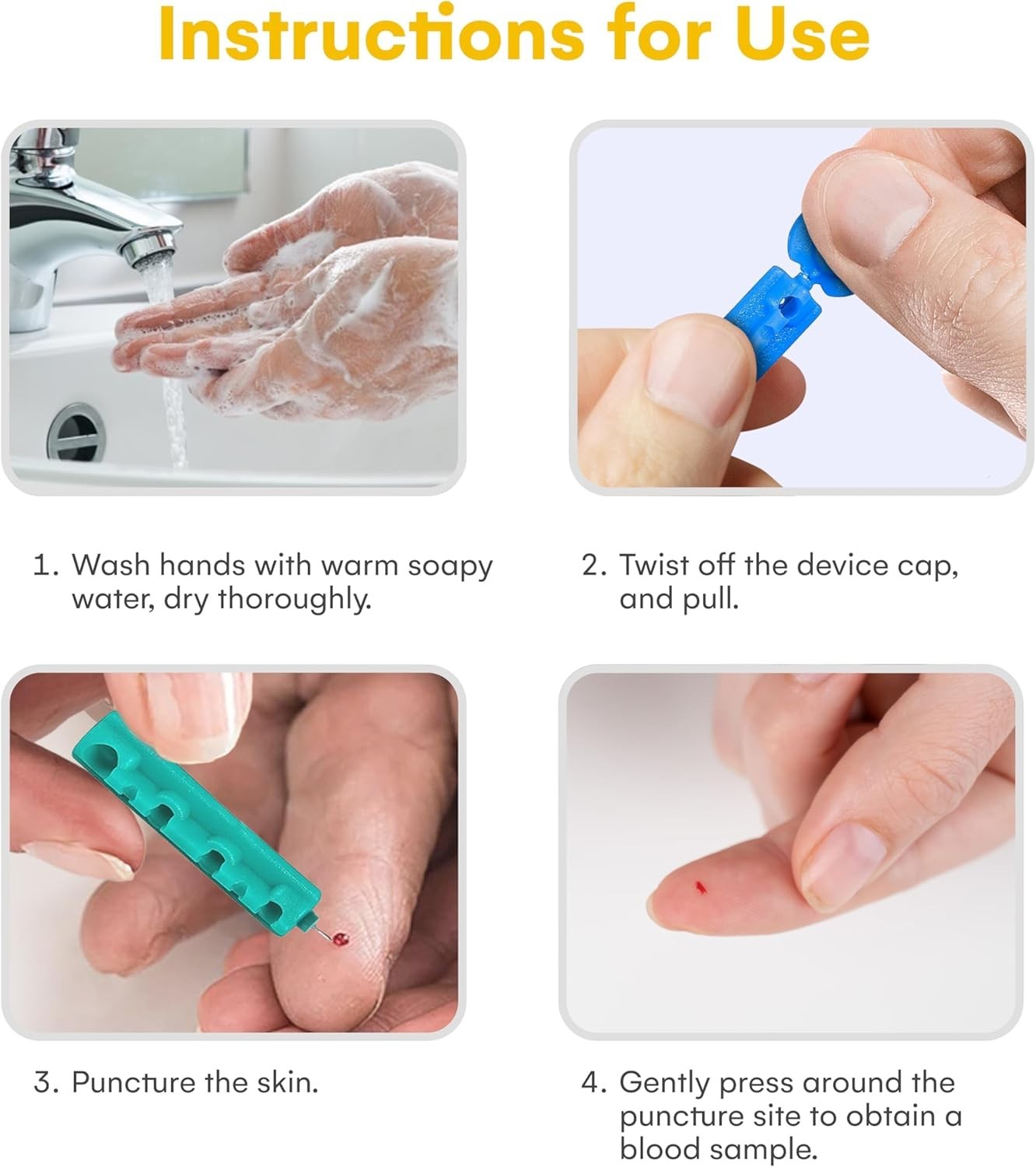 Tri-Beveled 30G Lancets - 200 Sterile Diabetic Testing Devices, Multicolored