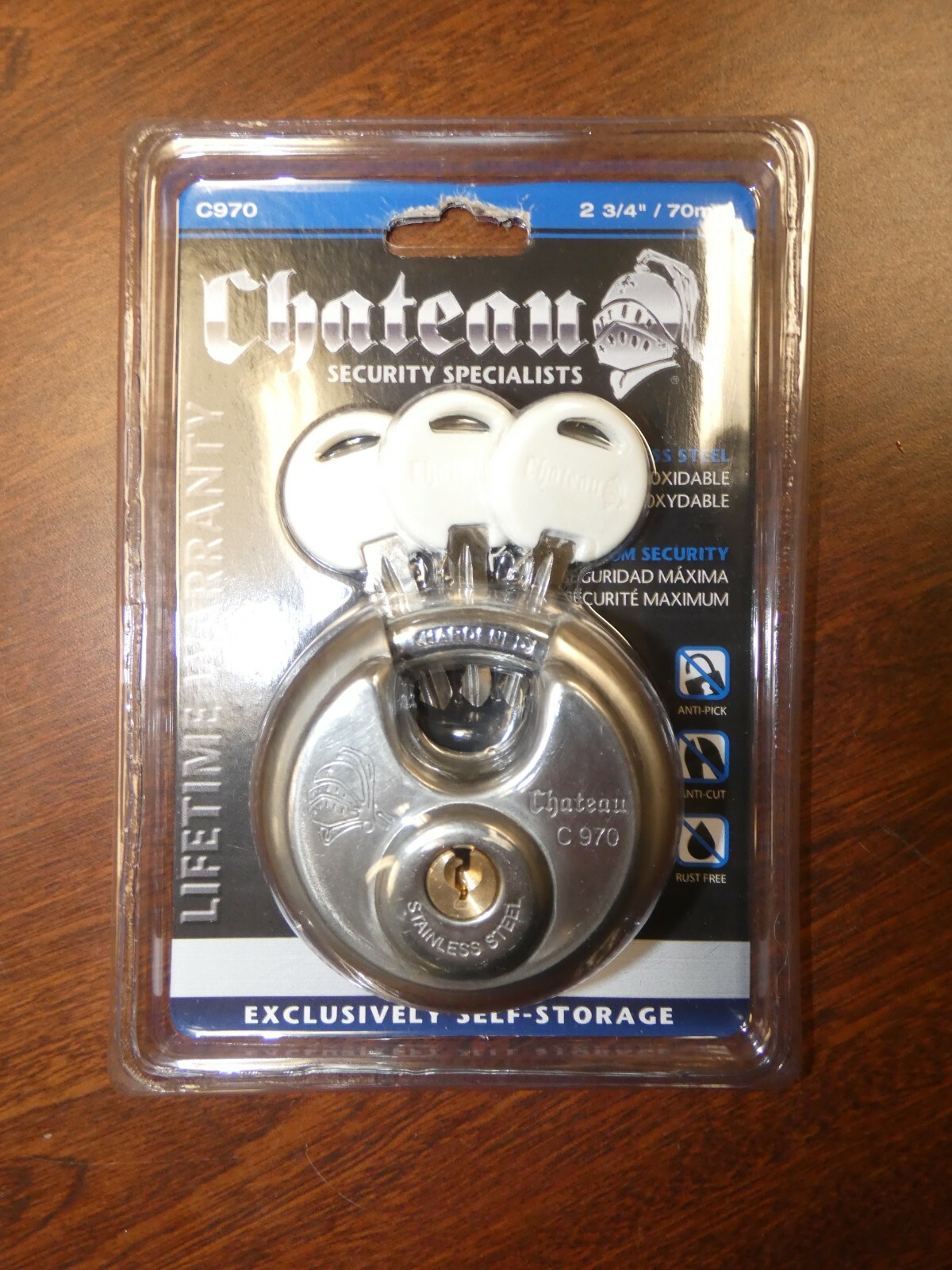 Chateau Maximum Security Disc Lock C-970 with Three Keys 2 3/4" 70mm
