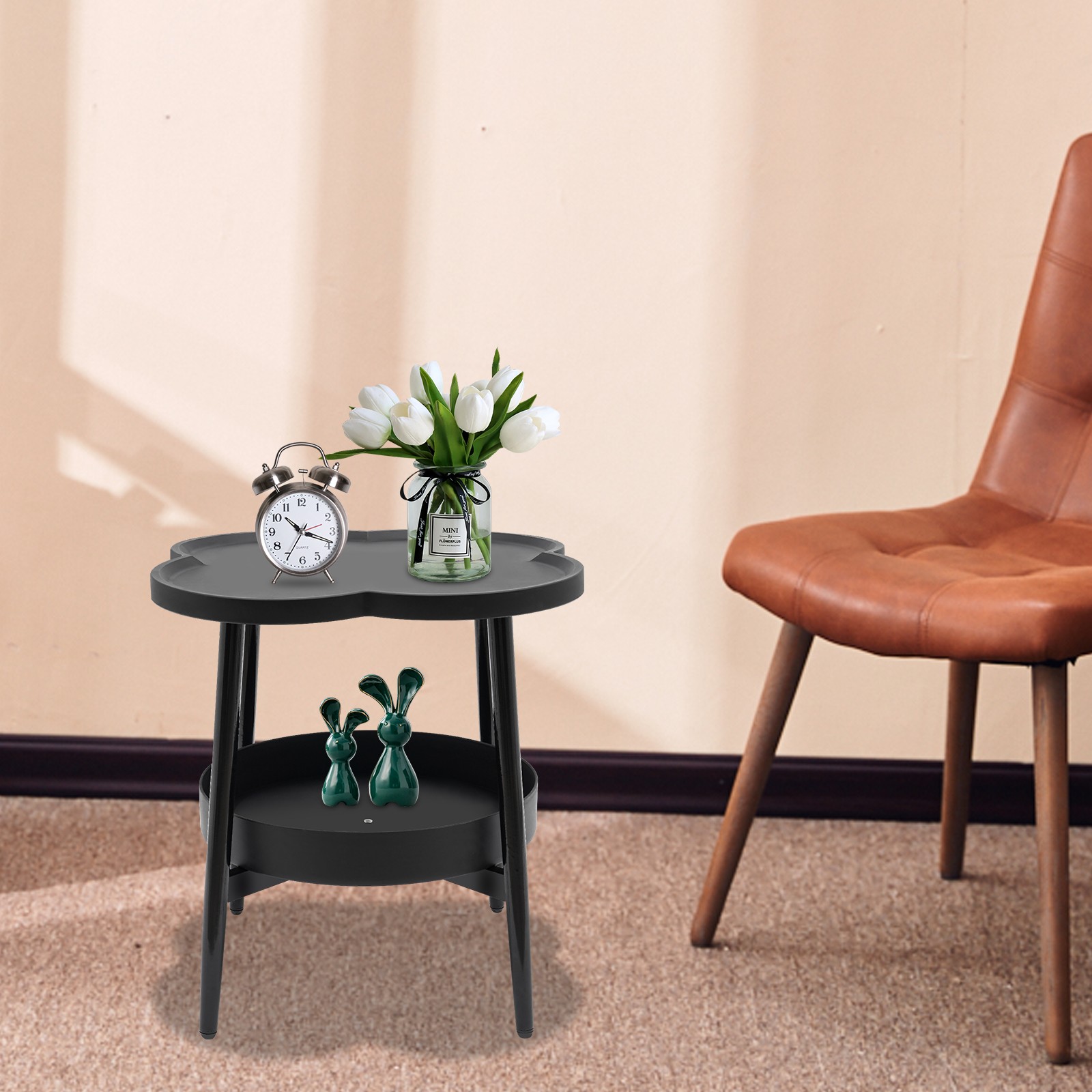 End Table 110LBS Heavy Duty Anti Slip Coffee&Tea Table, Sofa Side Snack Table