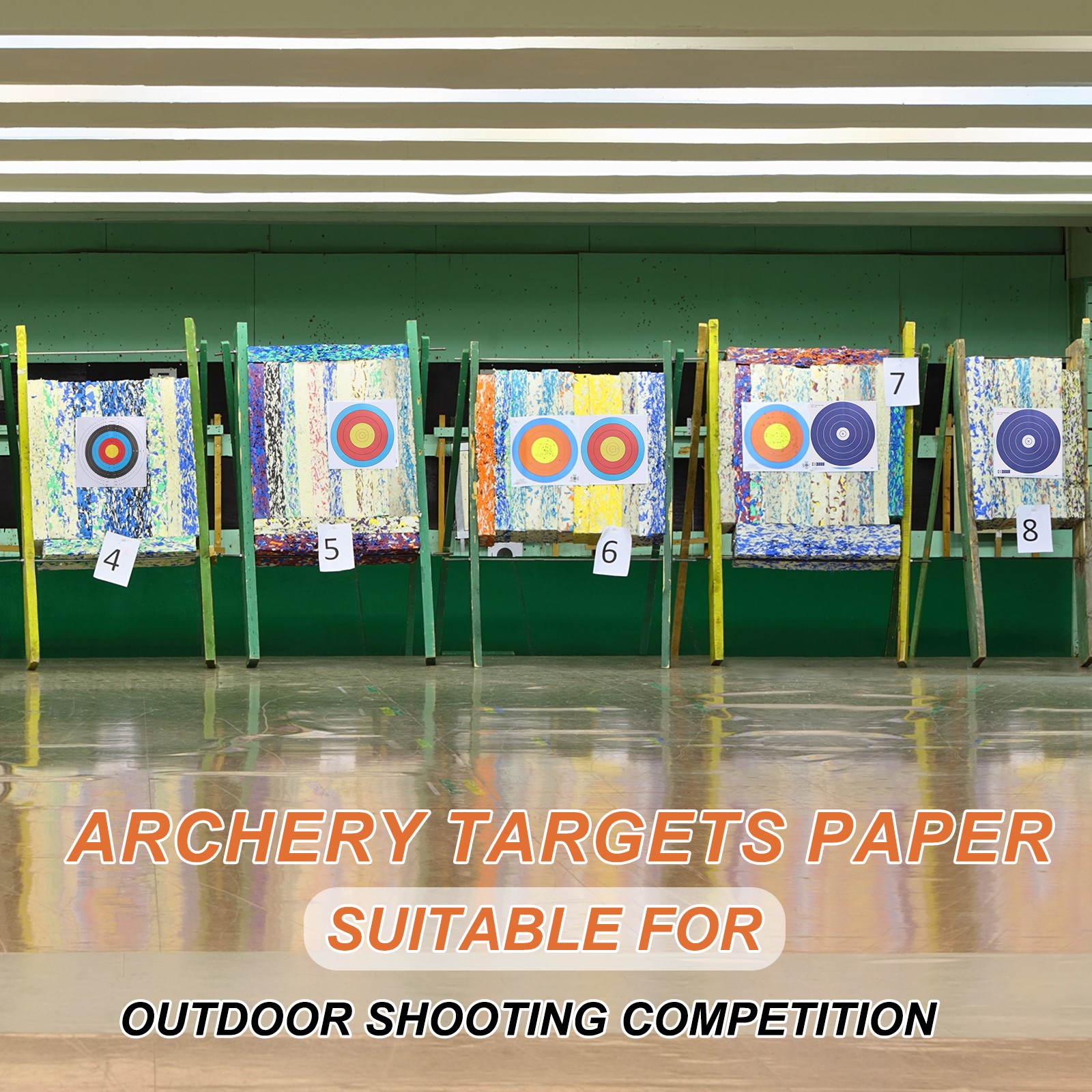 60Pcs Archery Target Paper 16"x16"(40cm) Standard 5 Ring Multicolor