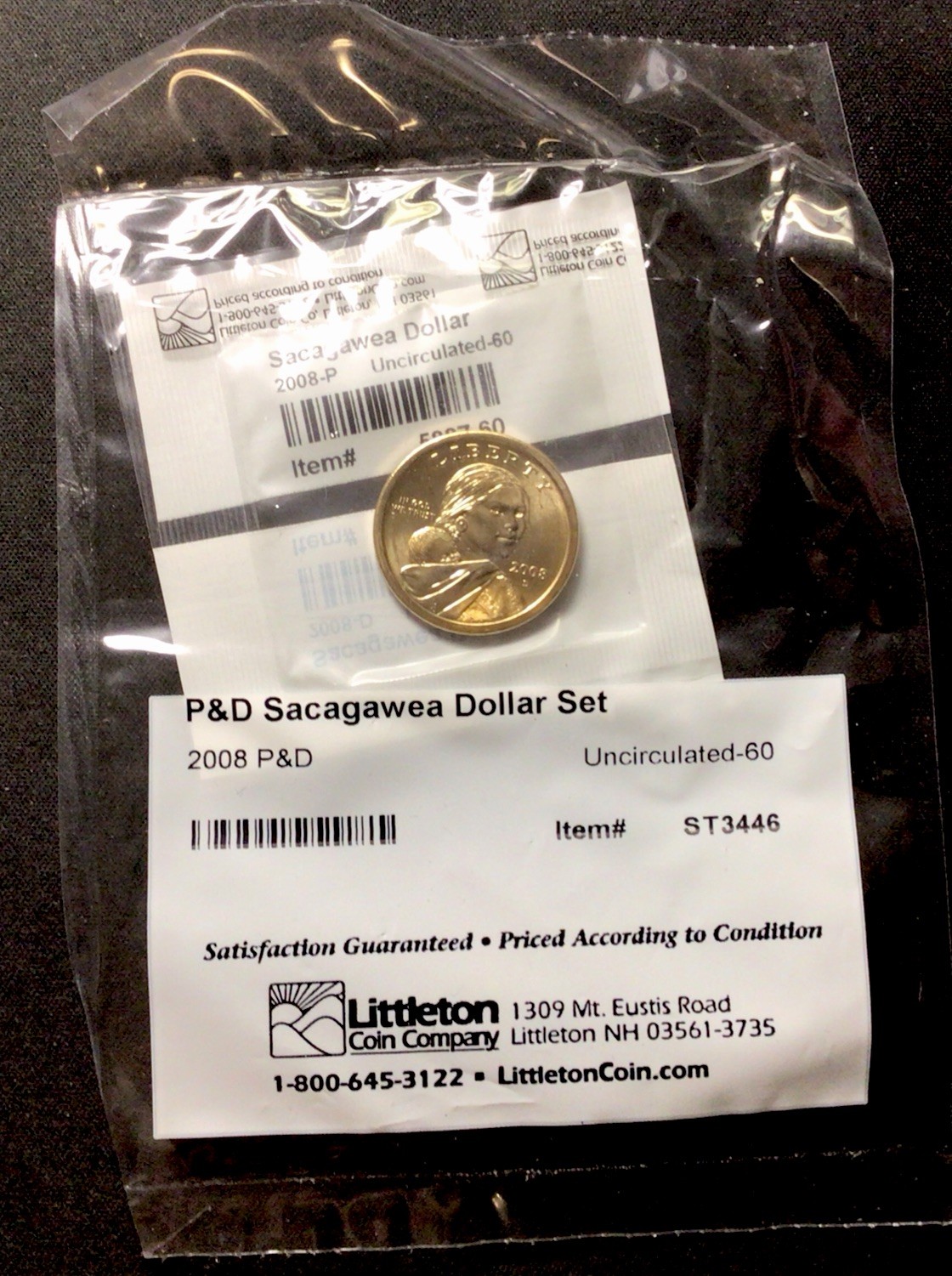 2008 Sacagawea P&D Dollar Set UNC! Littleton Packaged! ENN Coins
