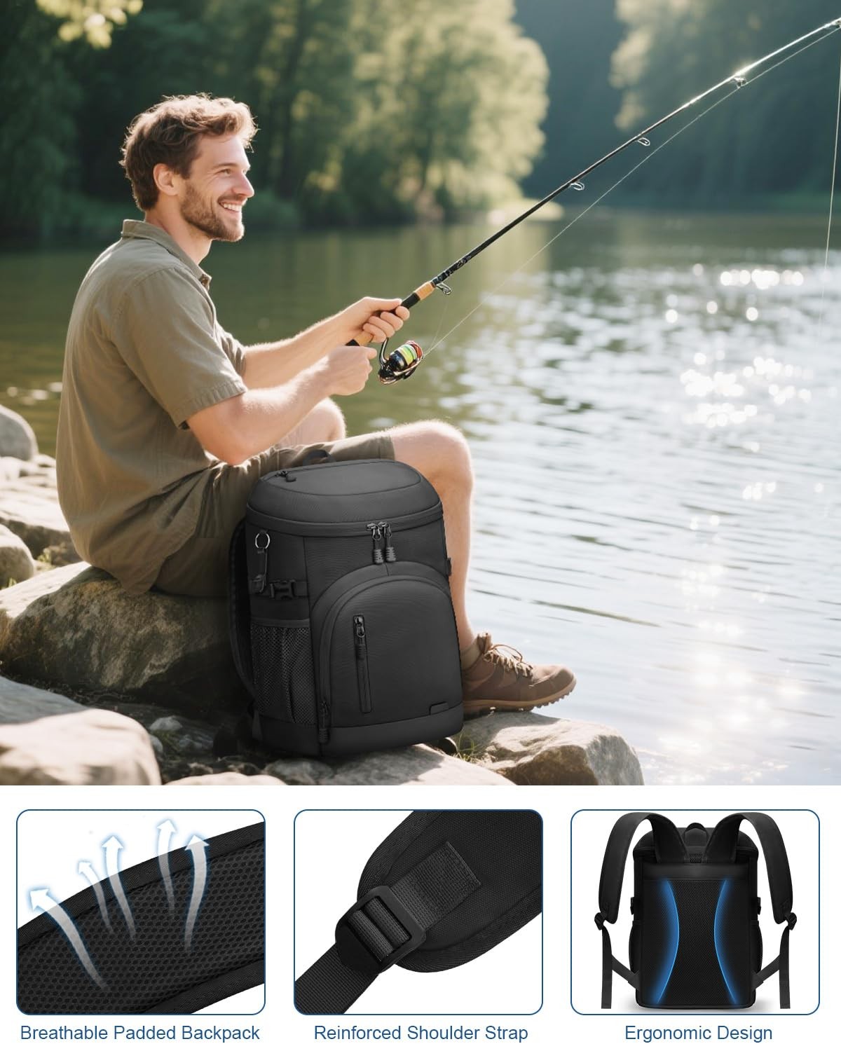 Cooler Backpack Insulated Waterproof30 Cans Backpack Coolers Leakproof Lunch ...