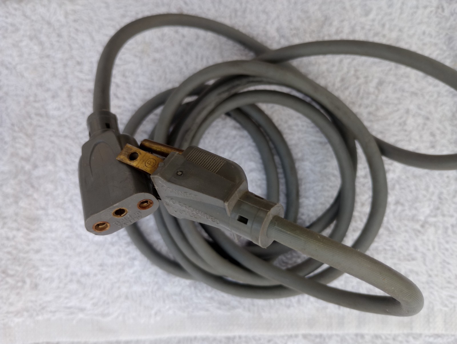 Vintage Belden 7A-125V 3-Prong Oval AC Power Cord For HP, AMPEX, ALTEC and More