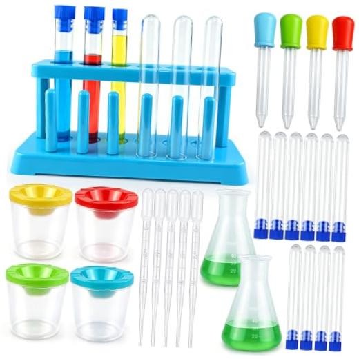 26PCS Science Lab Kit Plastic Lab Science Experiments and Test Tubes Set |