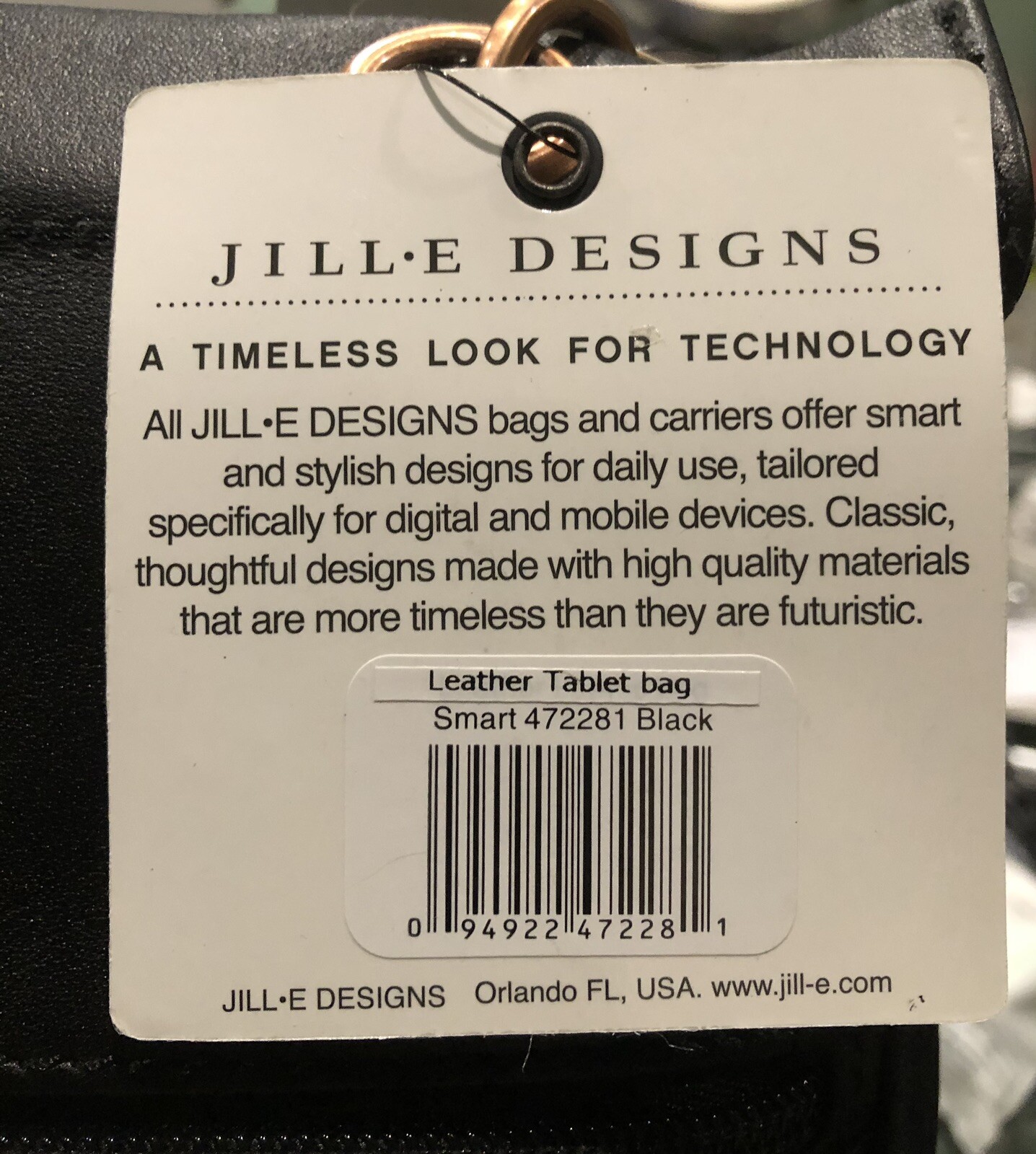 Jill-e Designs Smart Tablet Purse, Black Leather (472281)