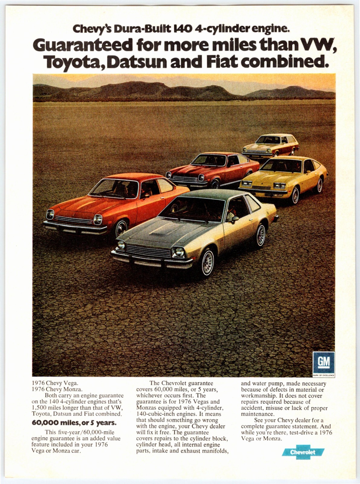 1975 CHEVROLET CAR LINE AUTOMOBILE Vtg 8"X10.75" Magazine Ad 1970's M362