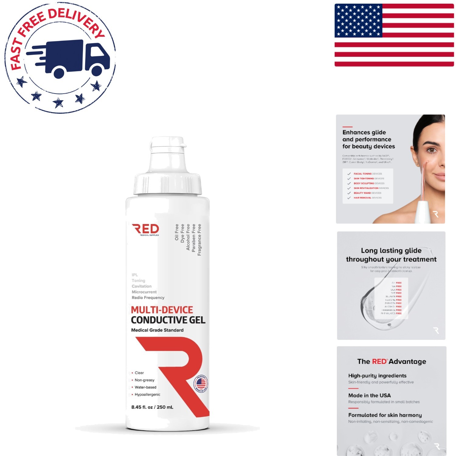 Ultra-Hydrating Conductive Gel for RF Devices - 96% Organic & Hypoallergenic