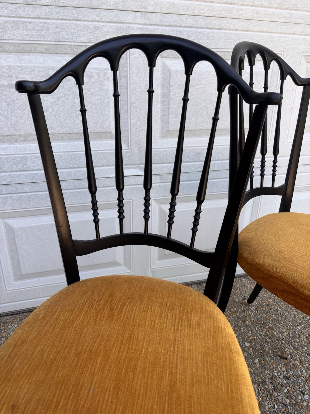 Mid 20th Century Black Chiavari Italian Chairs, A Pair Italy