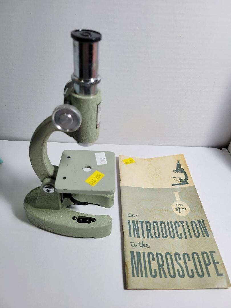 Vintage Sears Microscope #6366 & Milben Prepared Slides Micro-Organisms