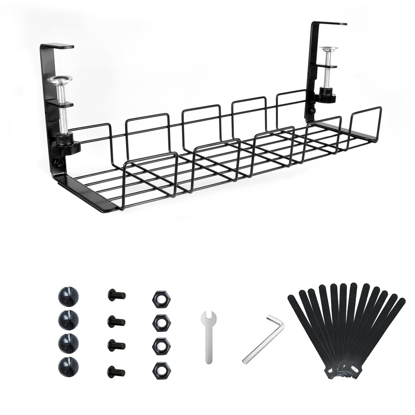 Under Desk Cable Management Tray No Drill 2pack Kit- 15.7'' Long 5.1'' Wide T...