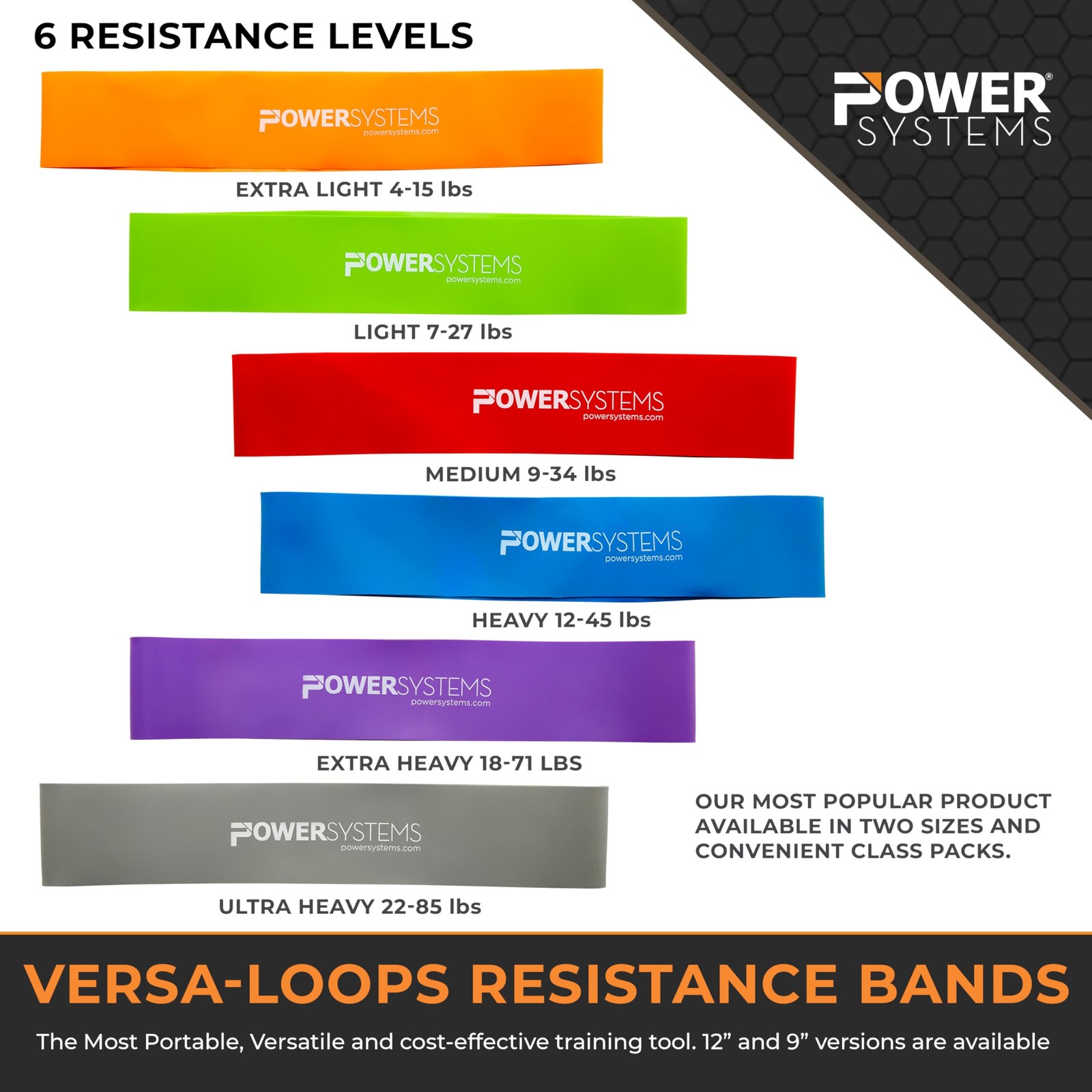 Power Systems Versa Loops, Resistance Bands for Personal Light, Lime Green