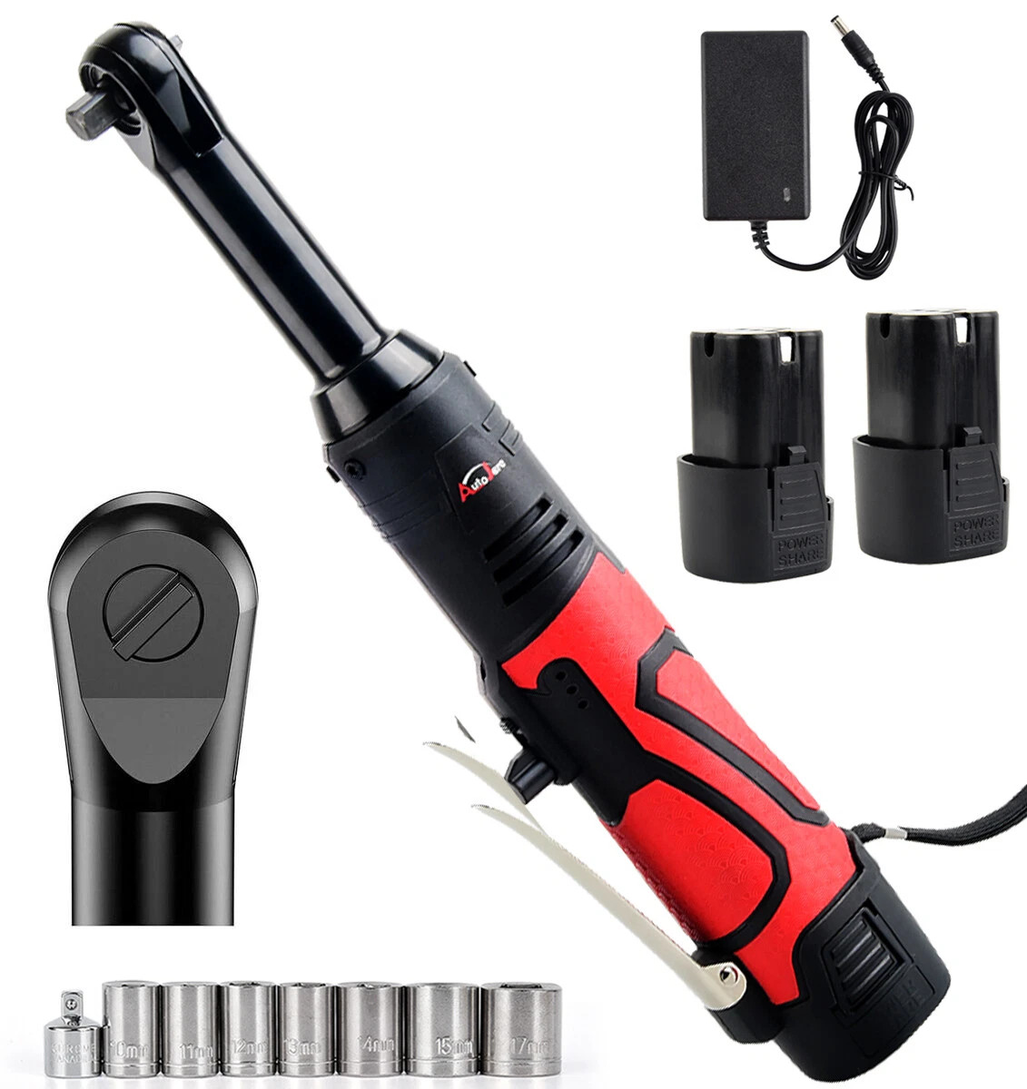 3/8" Electric Ratchet Wrench 60 Ft-lb Extended Wrench with 2 Batery & Charger