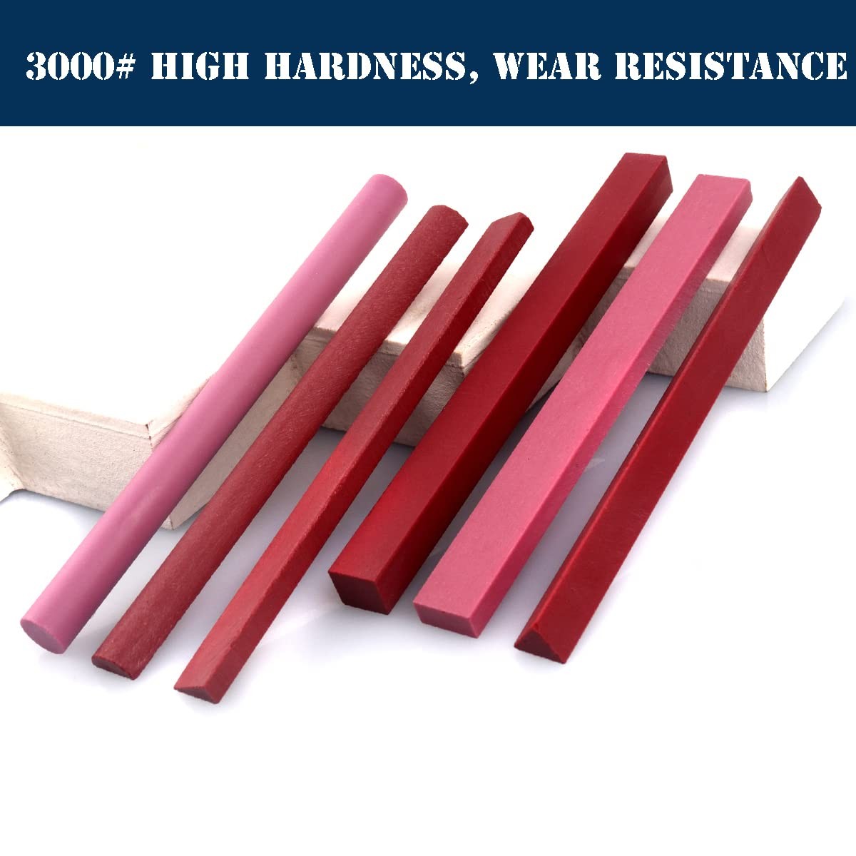 CBRIGHT Sharpening Stone Set, 6pcs 3000# Ruby Whetstone Stone-short, Red