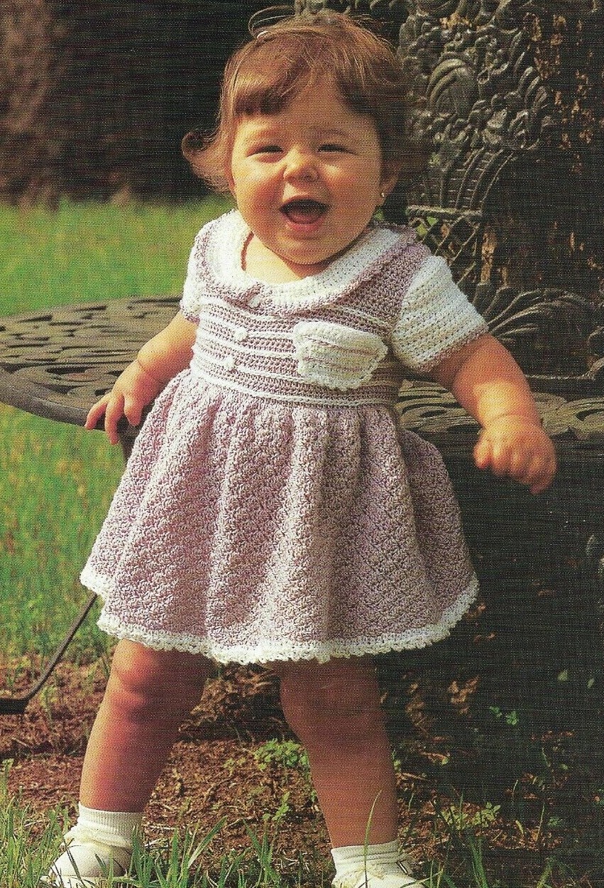 SUGAR & SPICE DRESS 2 BABY SIZES CROCHET PATTERN INSTRUCTIONS