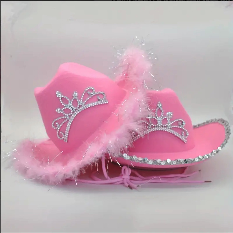 LED Light Up Pink Cowboy Hat Western Cowgirl Hat Halloween Costume hat Party